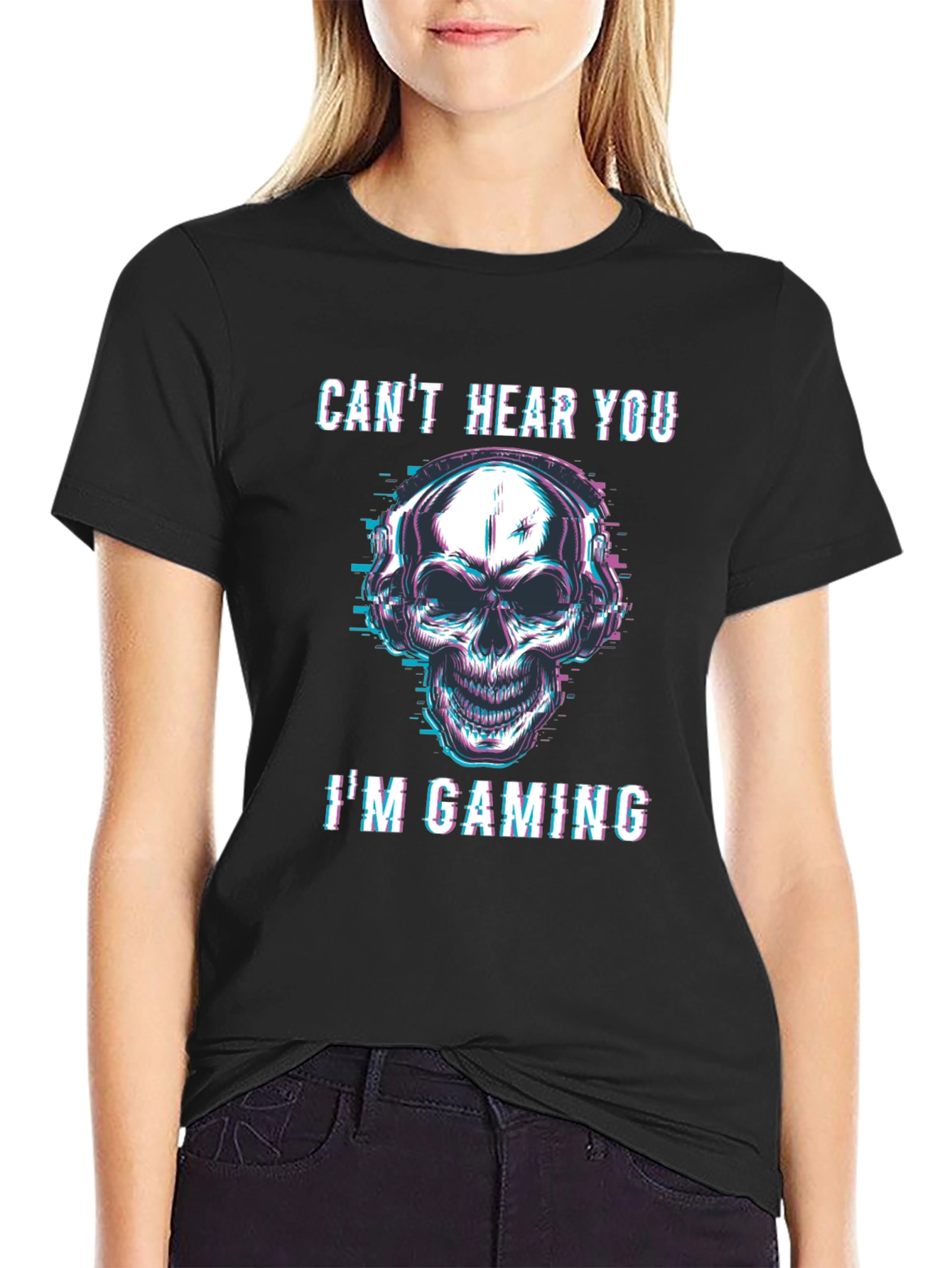 Gaming Skull Graphic Tee - Cant Hear You T-Shirt