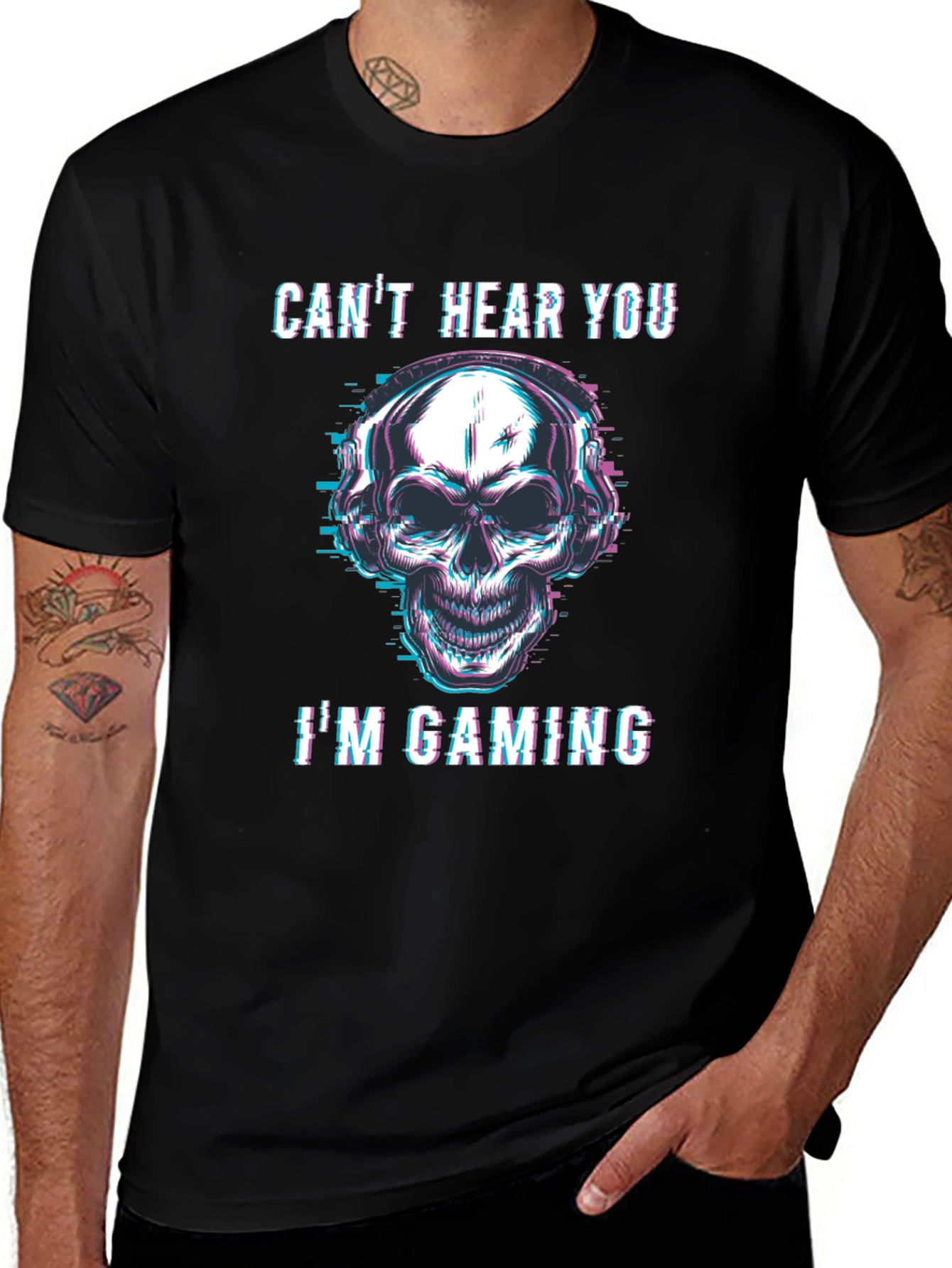 Gaming Skull Graphic Tee - Cant Hear You T-Shirt