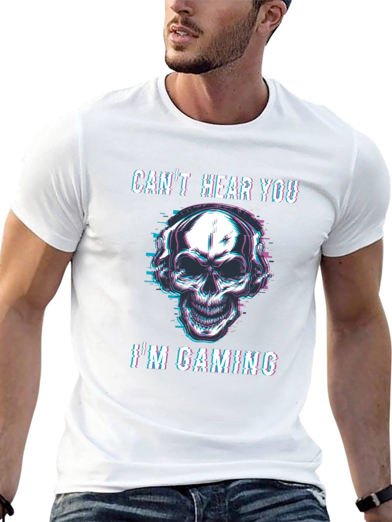 Gaming Skull Graphic Tee - Cant Hear You T-Shirt