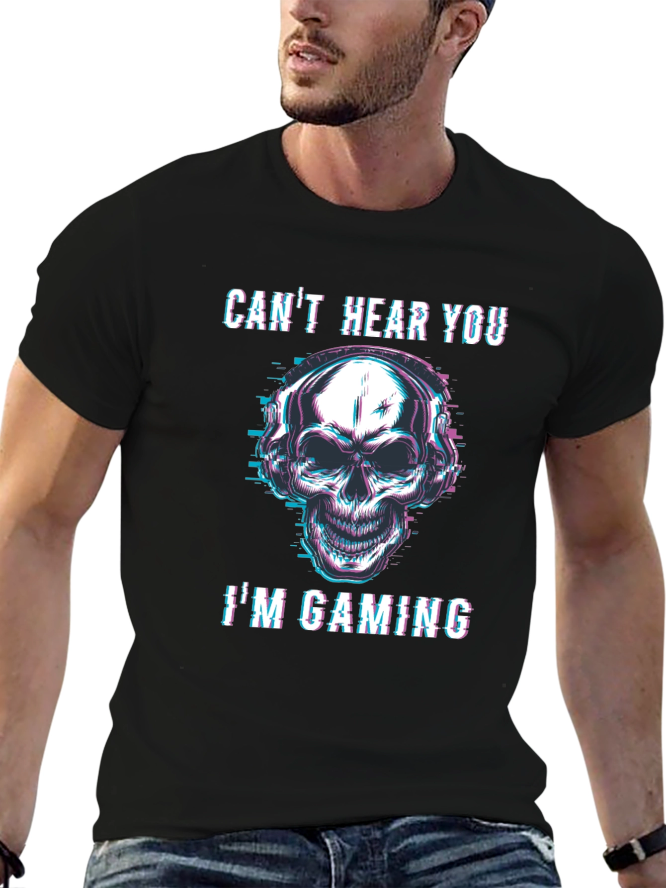Gaming Skull Graphic Tee - Cant Hear You T-Shirt