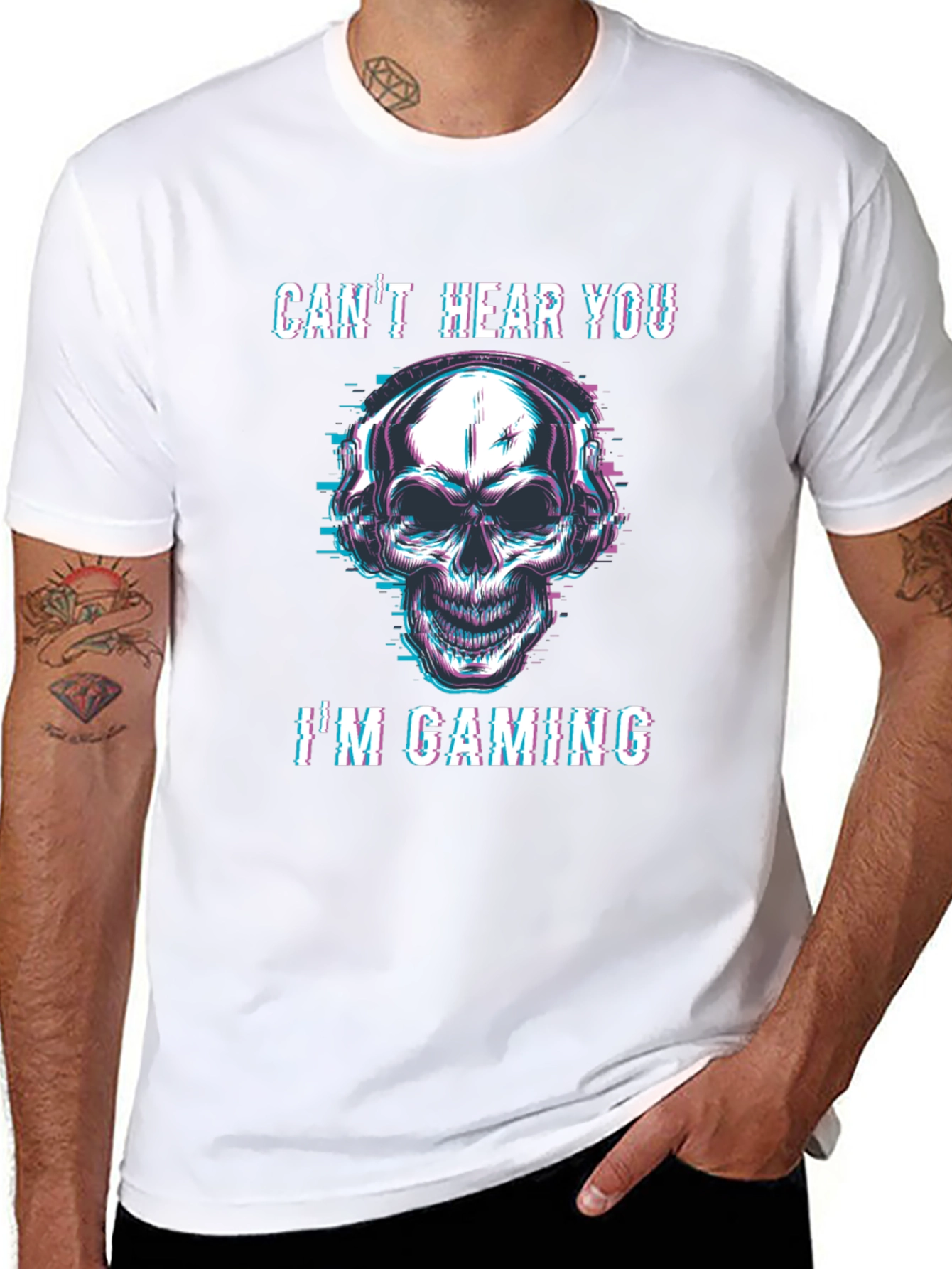 Gaming Skull Graphic Tee - Cant Hear You T-Shirt