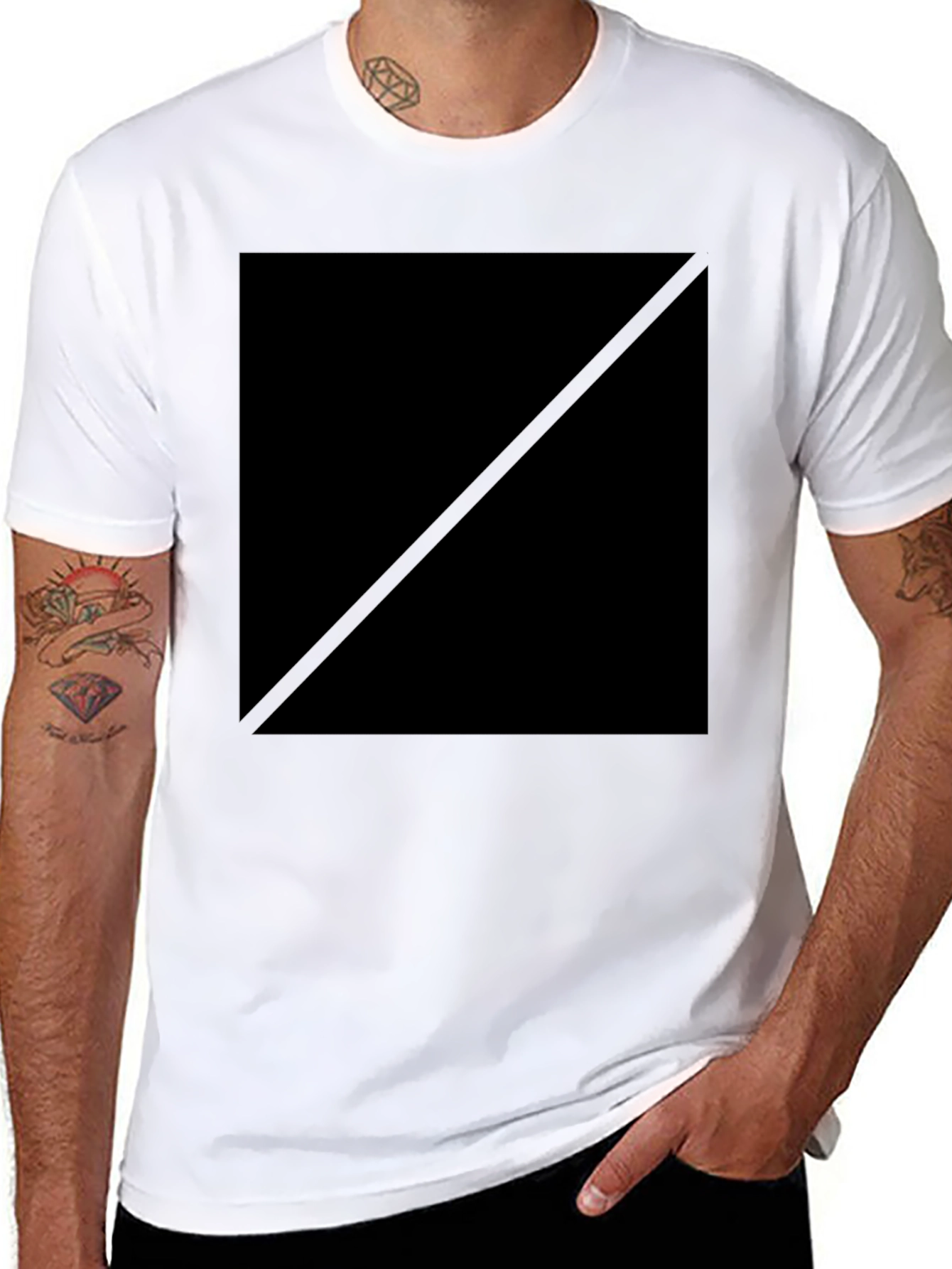 Mens Solid Black Graphic Tee