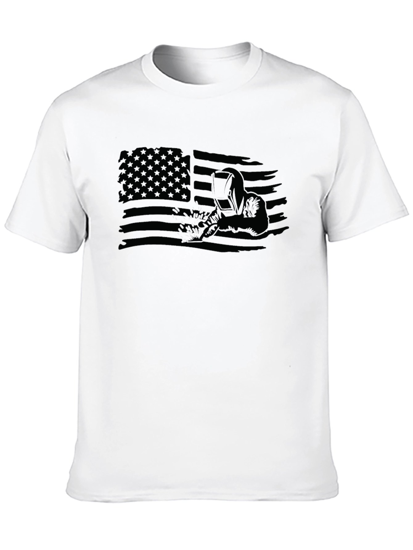 Welder American Flag Graphic T-Shirt - Black