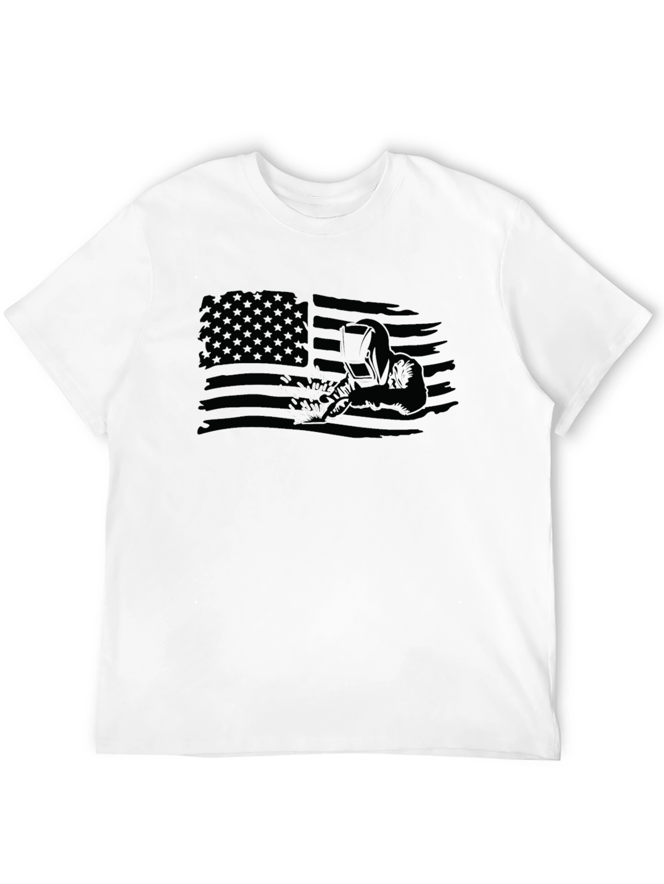 Welder American Flag Graphic T-Shirt - Black
