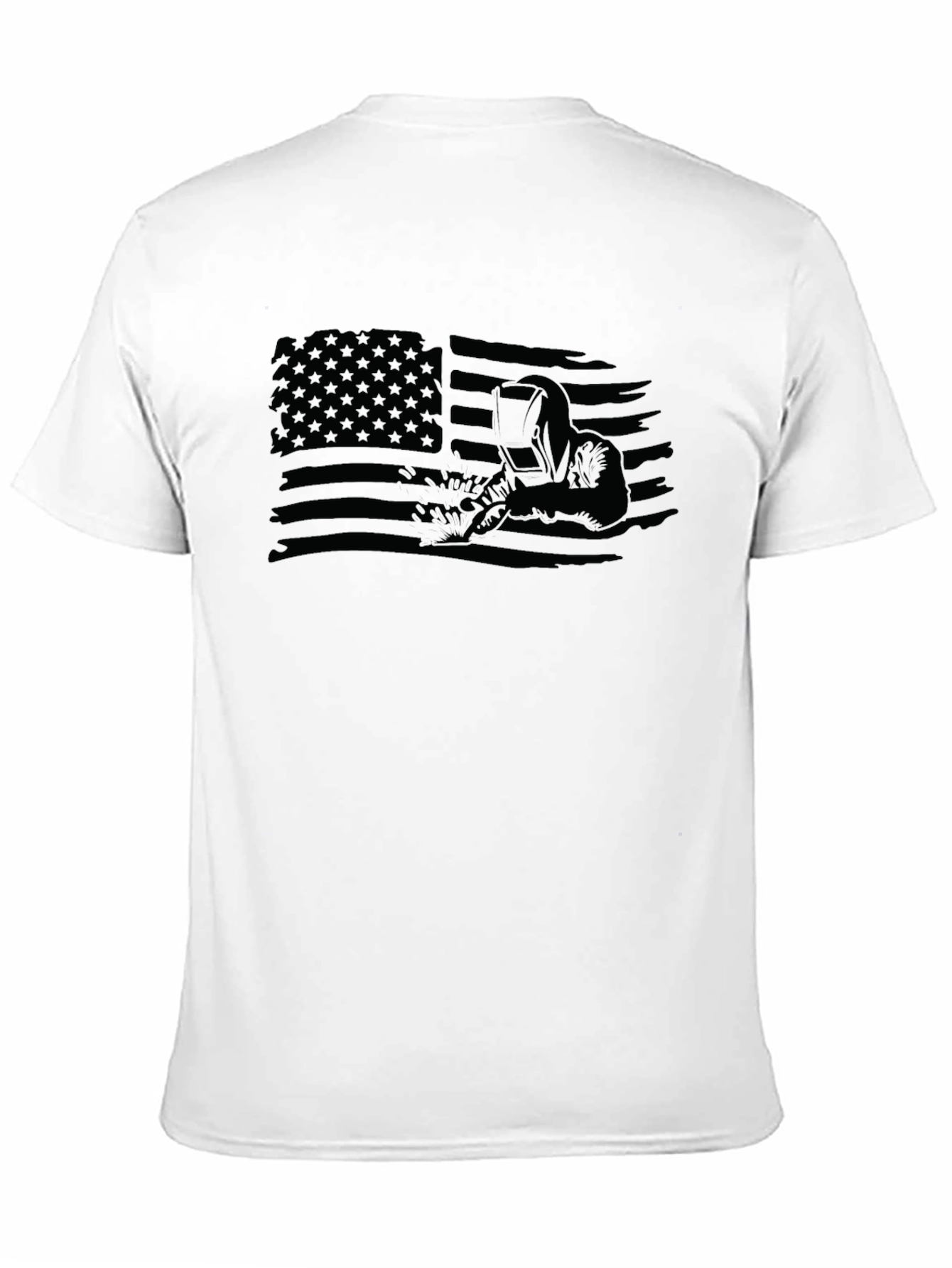 Welder American Flag Graphic T-Shirt - Black