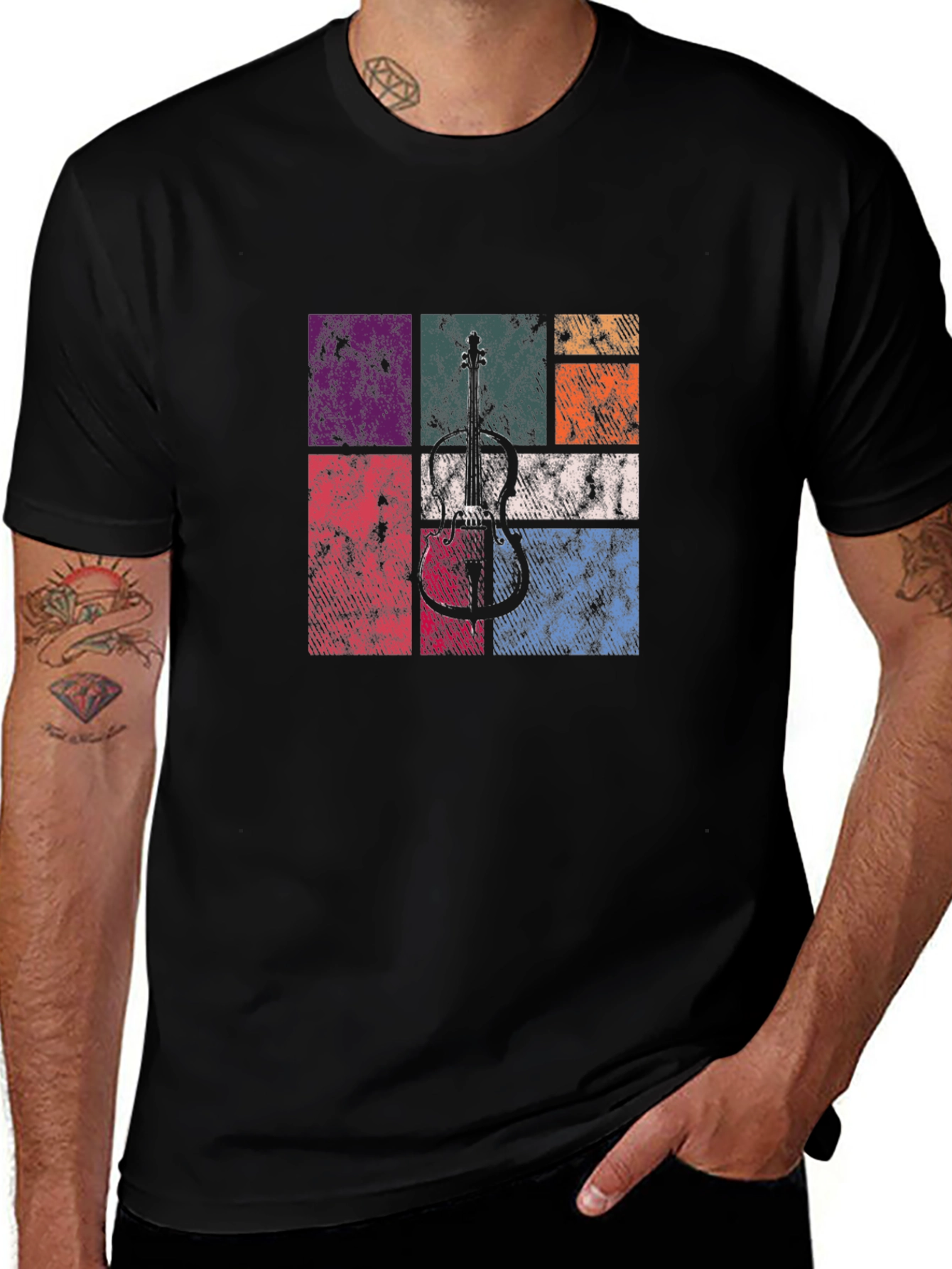 Retro Guitar Graphic Tee - Black