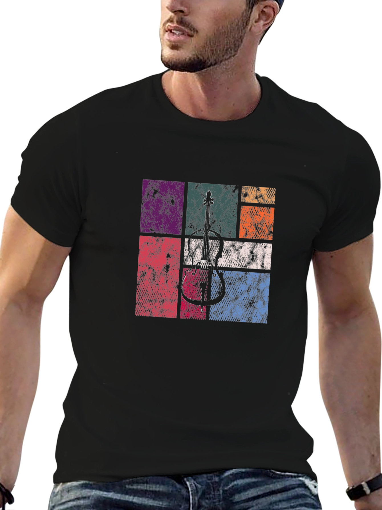 Retro Guitar Graphic Tee - Black