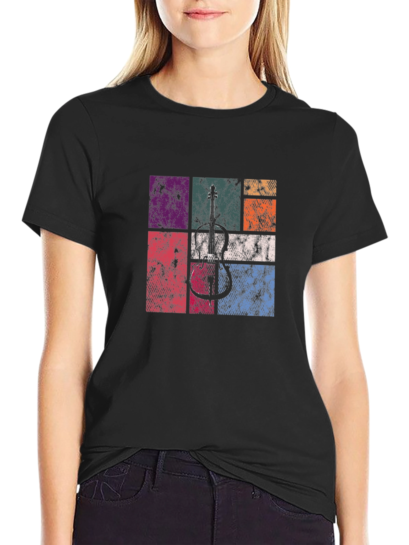 Retro Guitar Graphic Tee - Black
