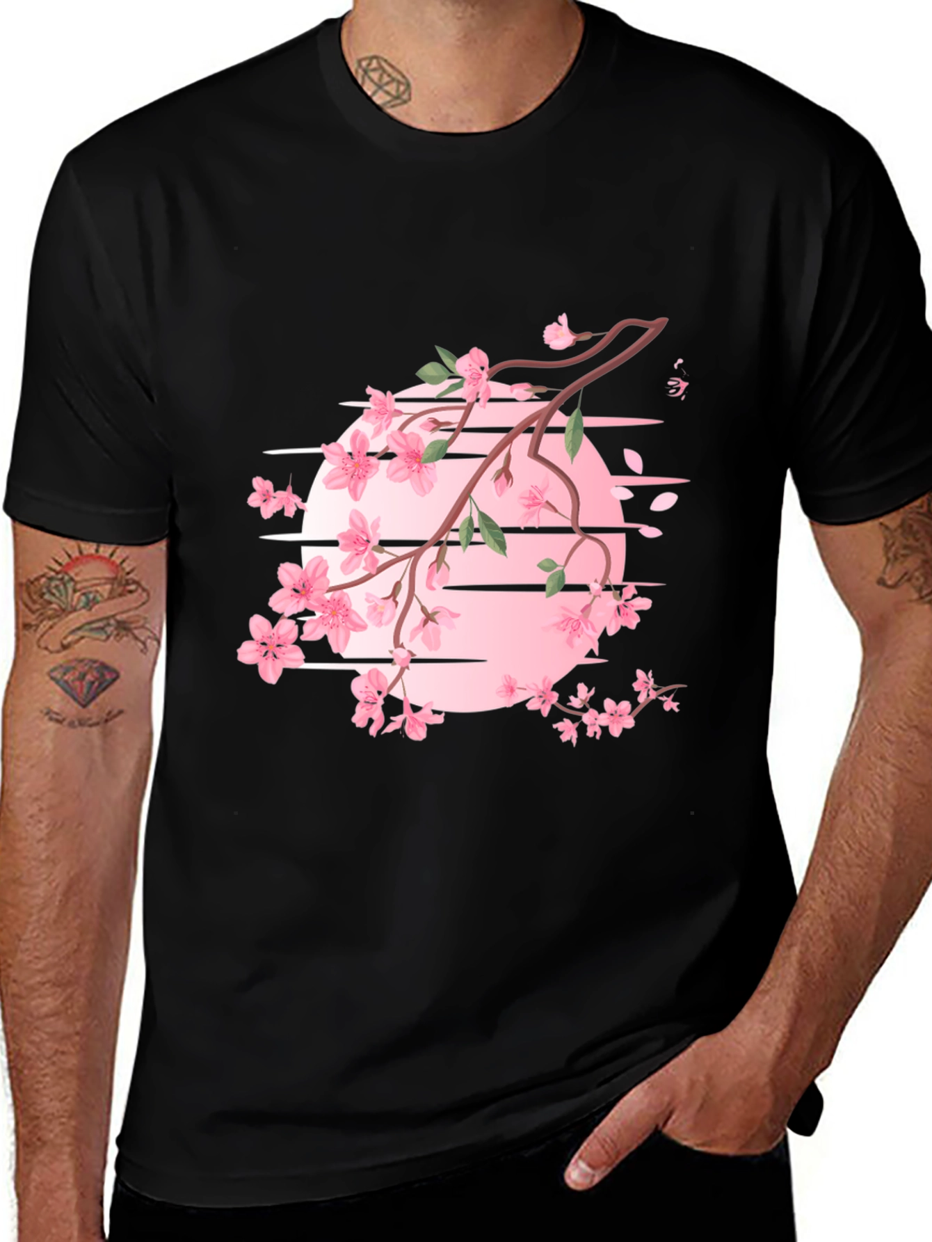 Cherry Blossom Graphic T-Shirt - Black