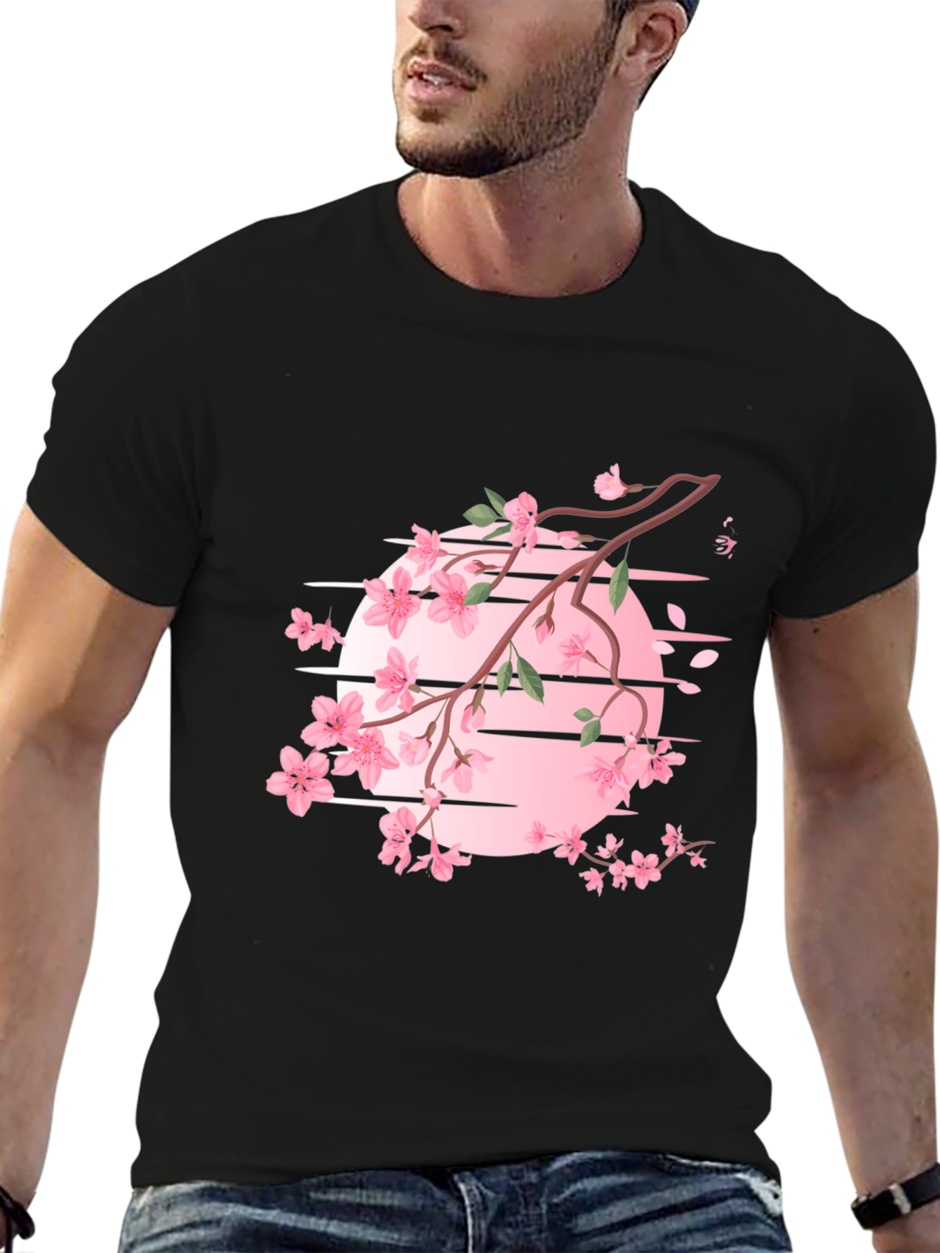 Cherry Blossom Graphic T-Shirt - Black