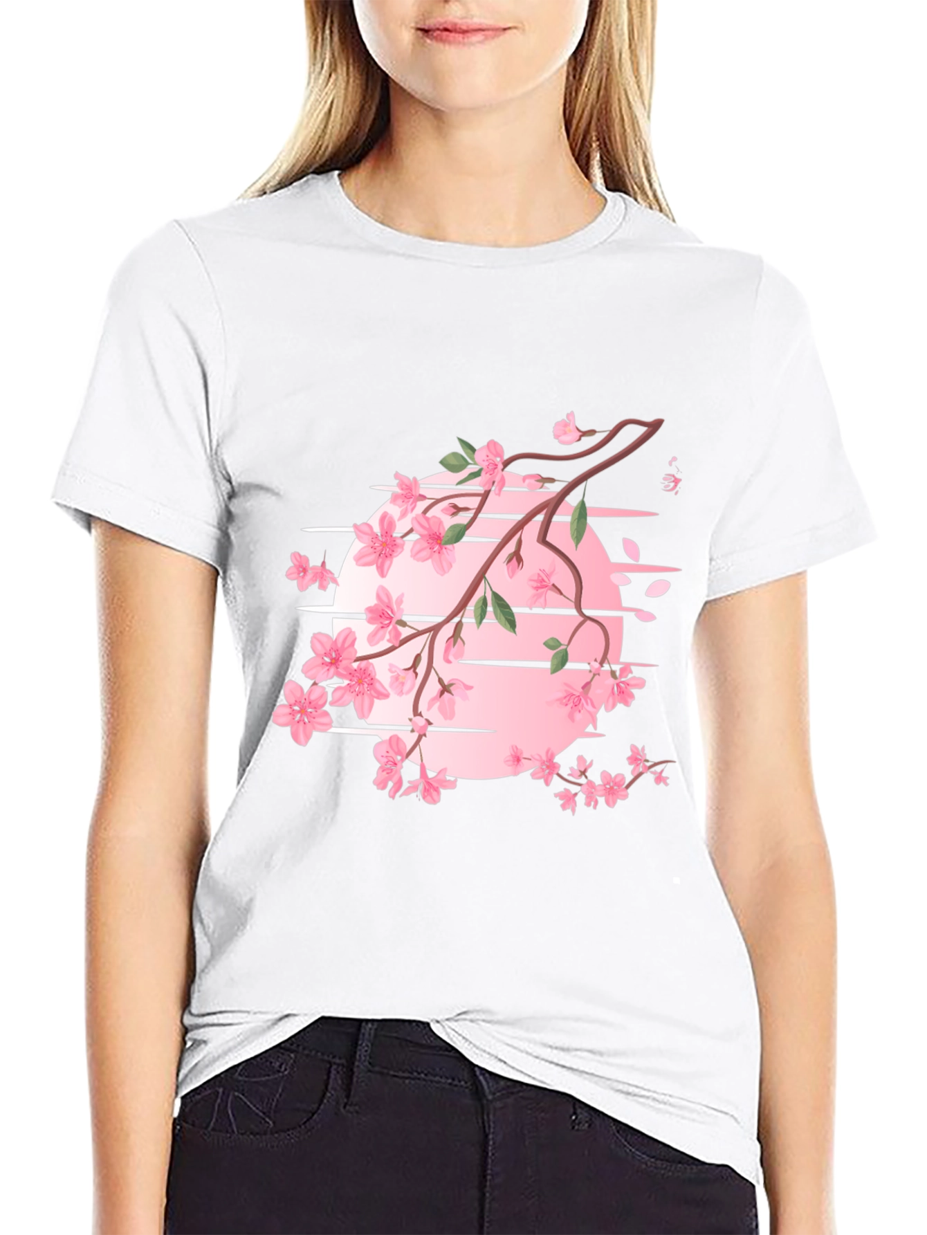 Cherry Blossom Graphic T-Shirt - Black