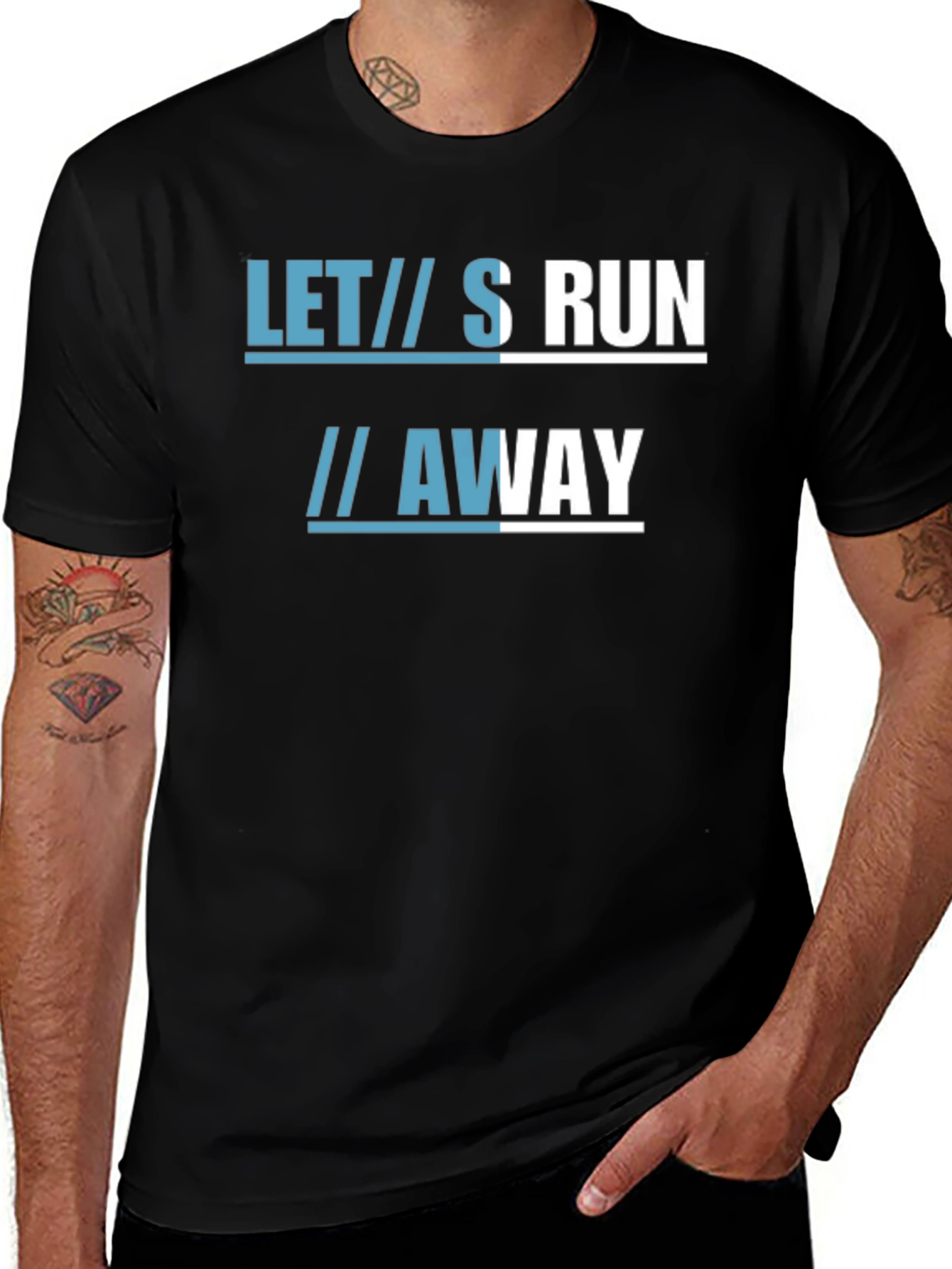 Lets Run Away Graphic Tee - Black Cotton T-Shirt