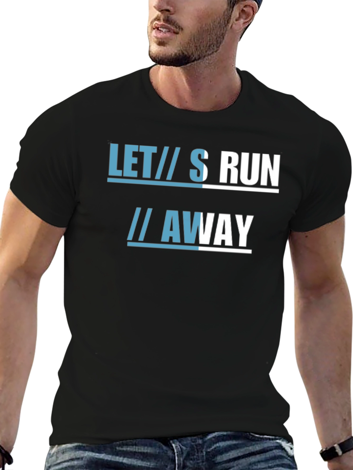 Lets Run Away Graphic Tee - Black Cotton T-Shirt