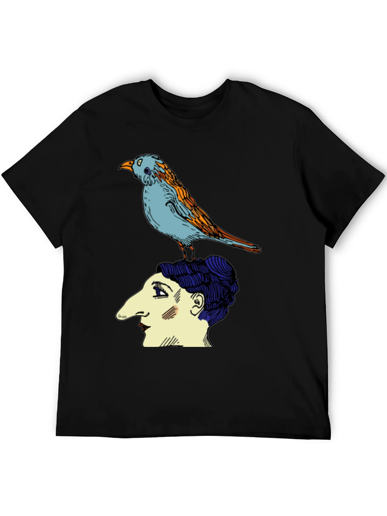 Bird on Head Graphic Tee - Unique Design