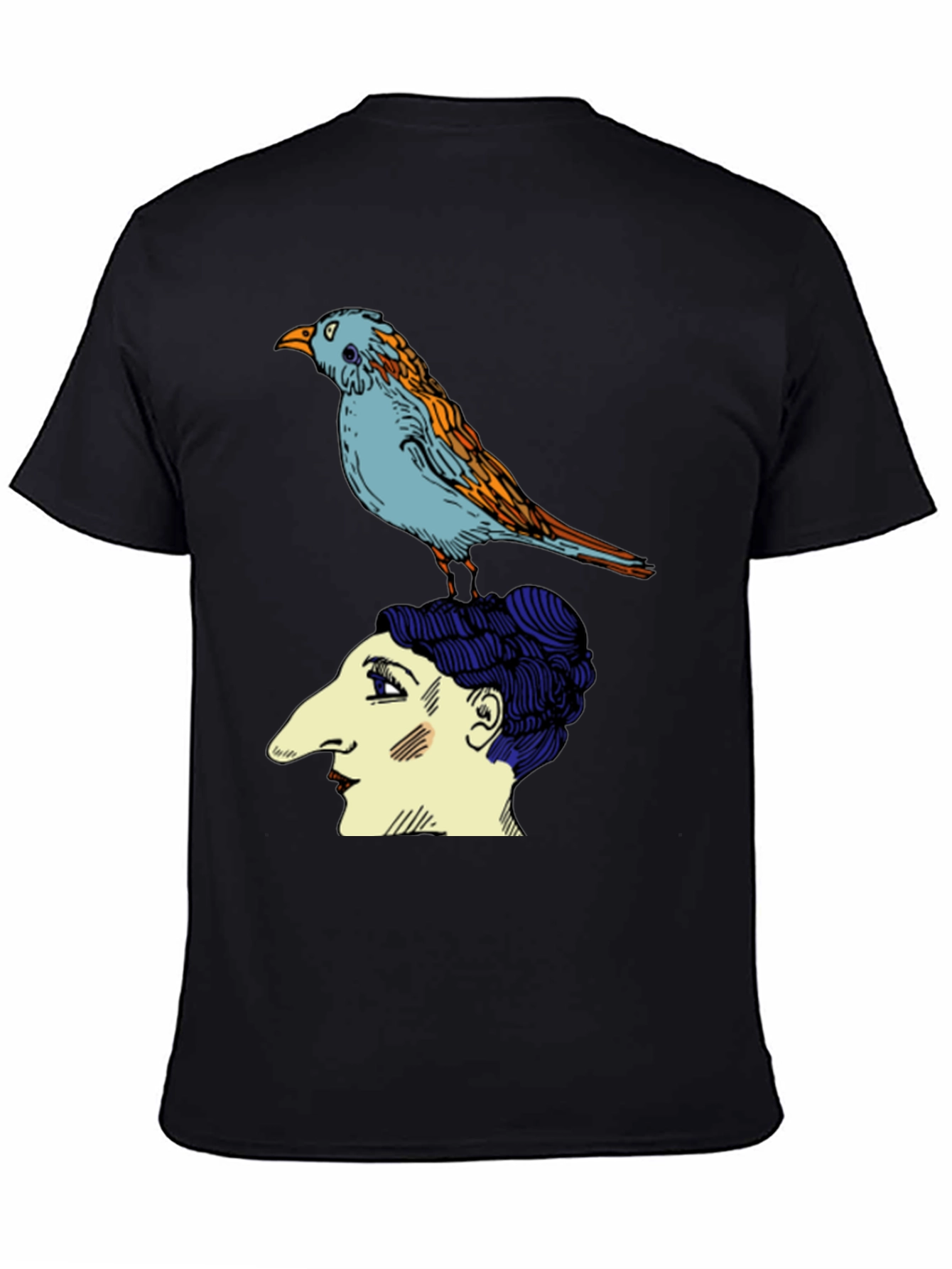 Bird on Head Graphic Tee - Unique Design