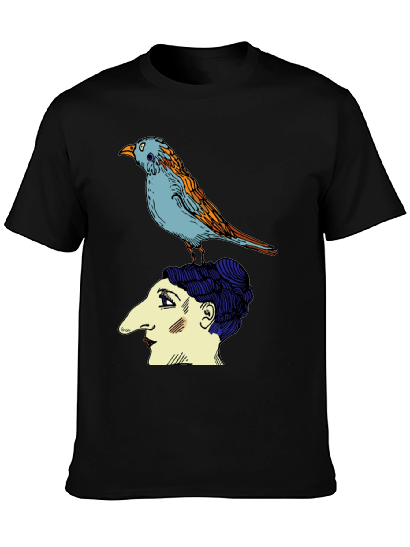 Bird on Head Graphic Tee - Unique Design