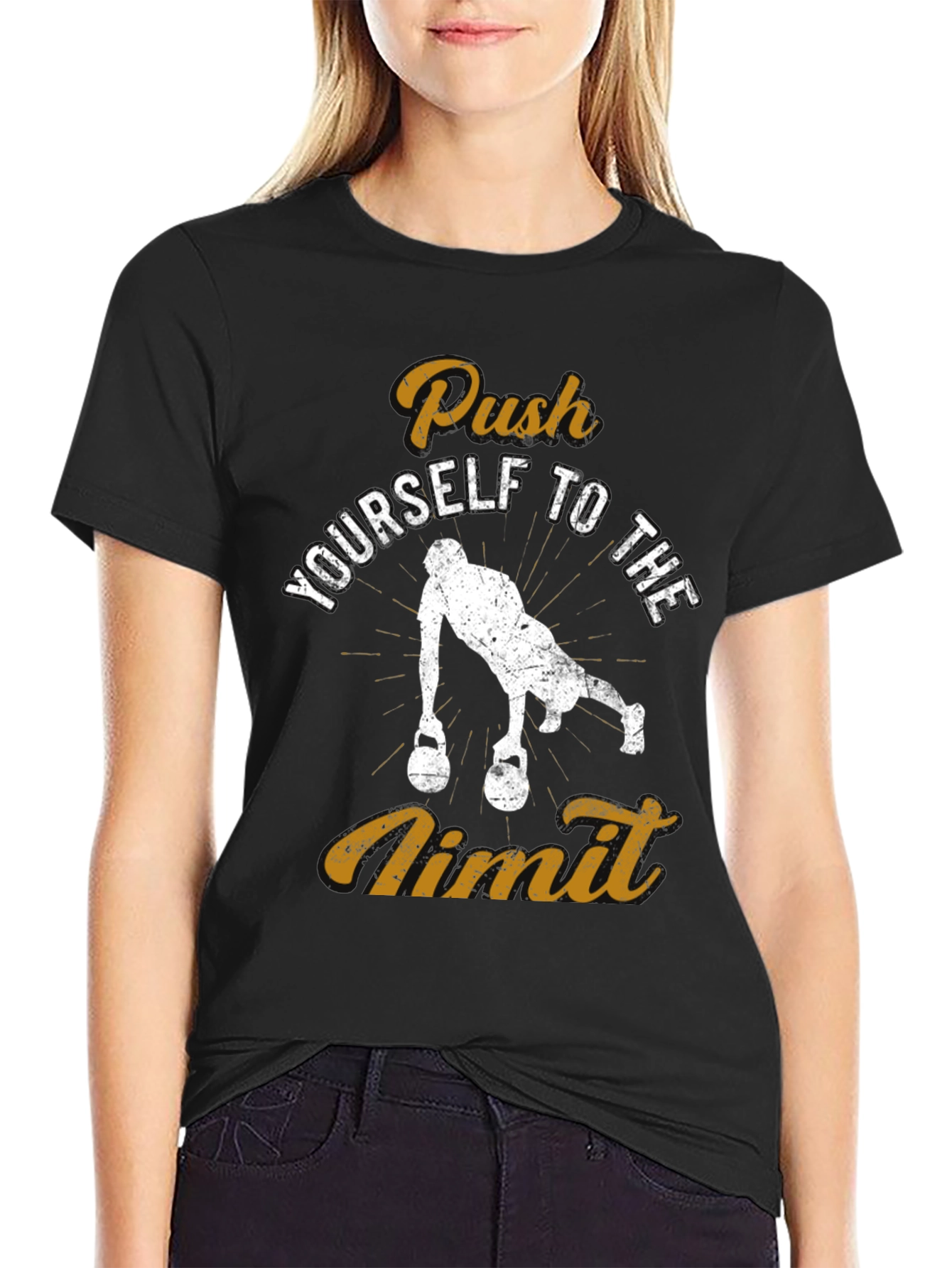 Push Yourself to the Limit Black Graphic T-Shirt