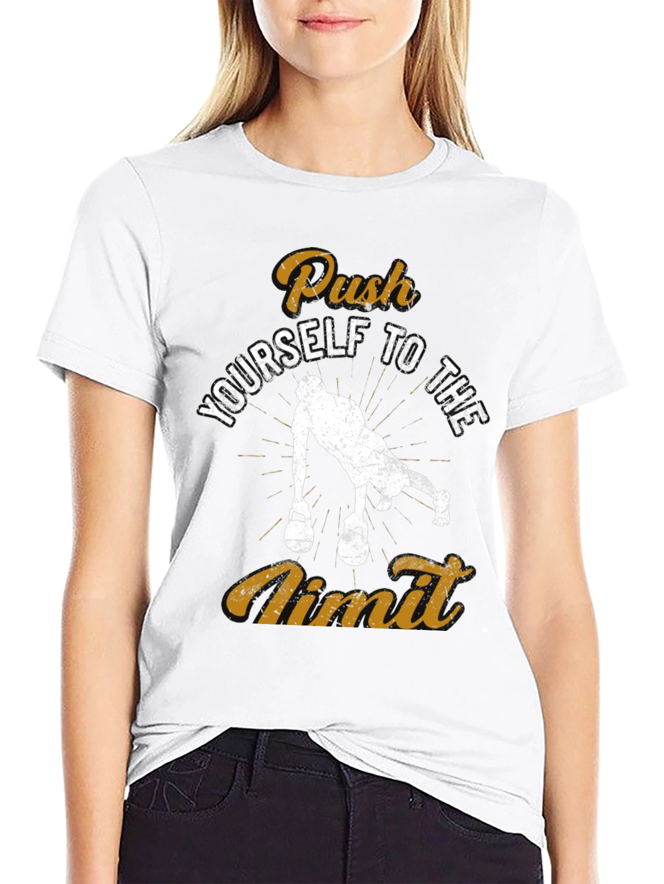 Push Yourself to the Limit Black Graphic T-Shirt