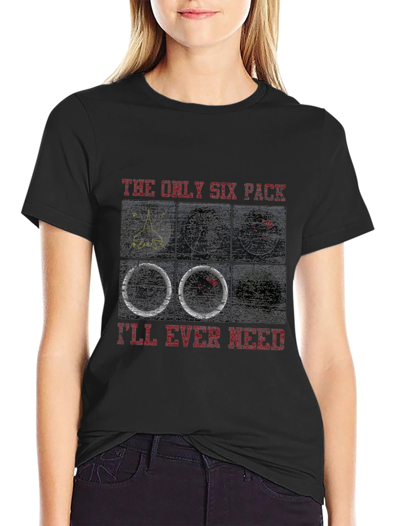 Pilot Six Pack T-Shirt - Aviation Instrument Panel Design