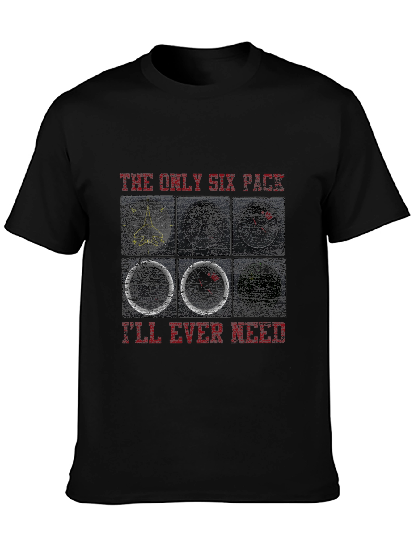 Pilot Six Pack T-Shirt - Aviation Instrument Panel Design