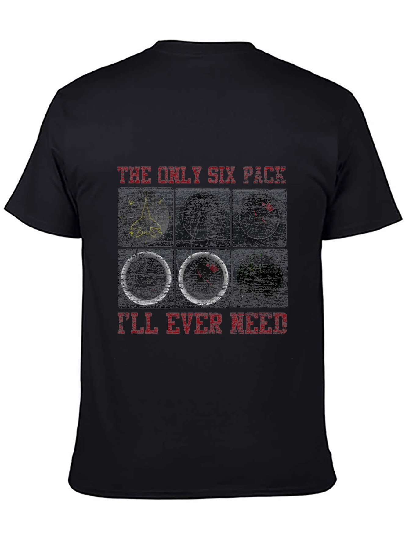 Pilot Six Pack T-Shirt - Aviation Instrument Panel Design