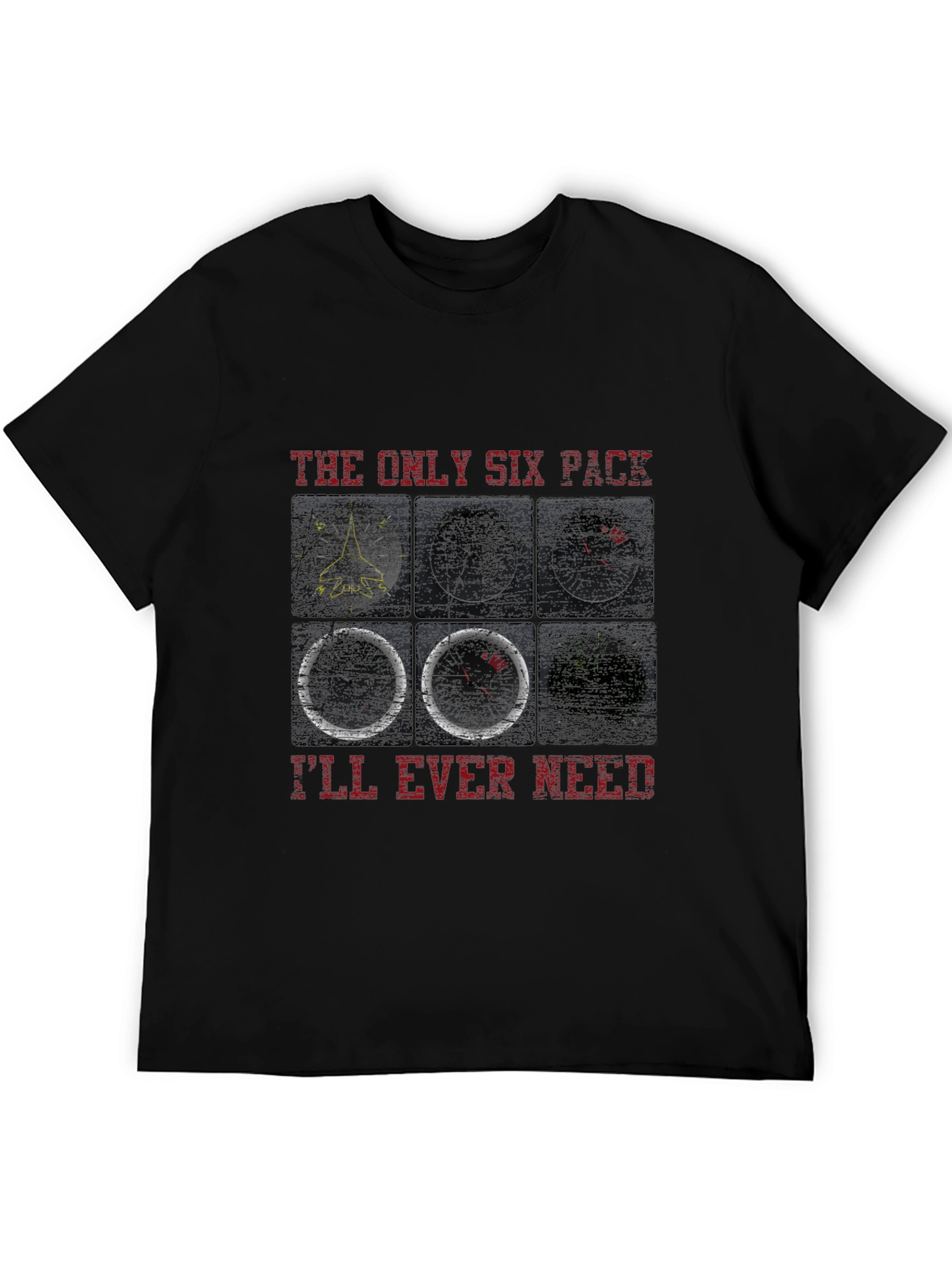 Pilot Six Pack T-Shirt - Aviation Instrument Panel Design