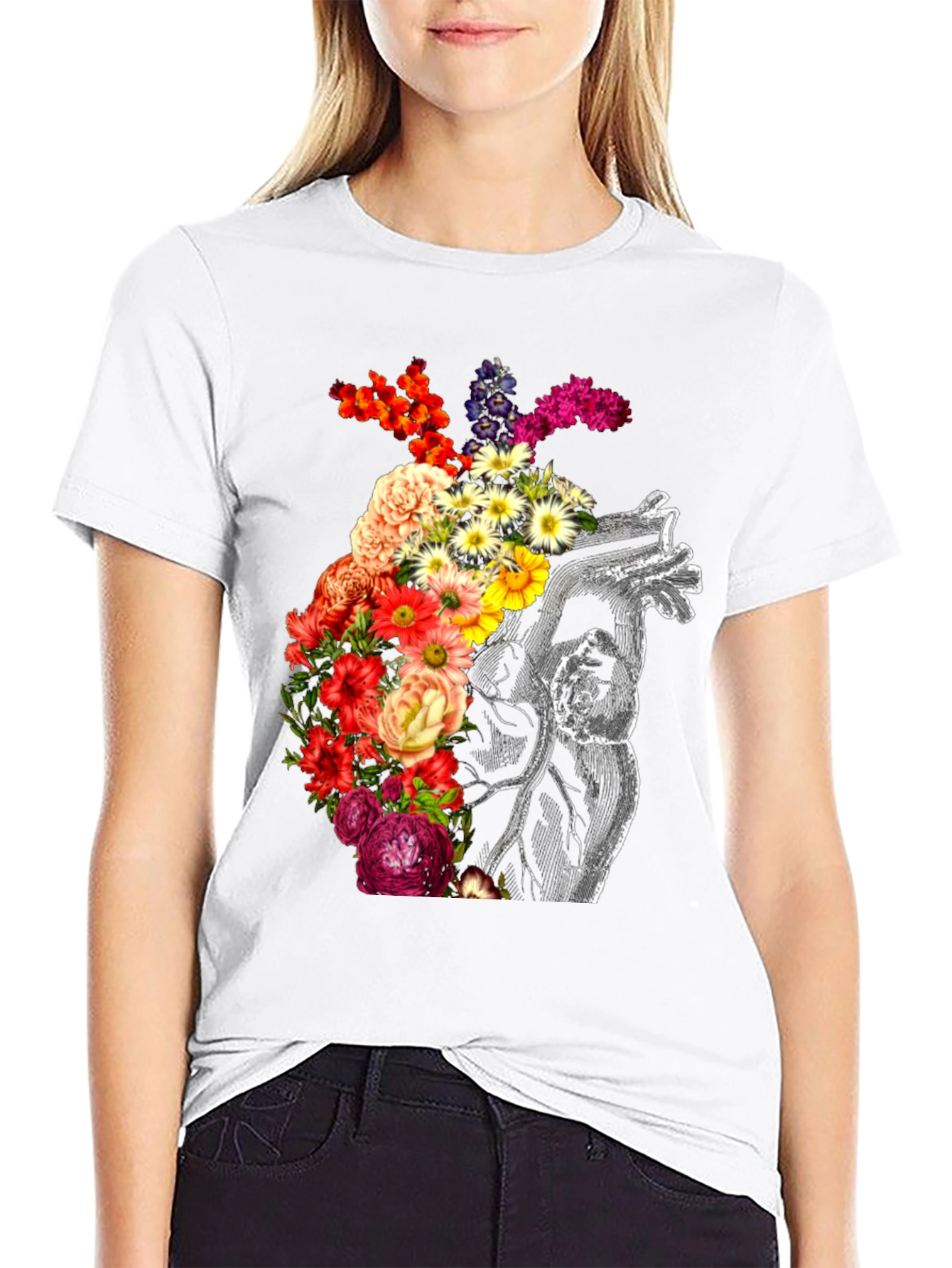 Floral Heart Graphic Tee - Anatomical Love