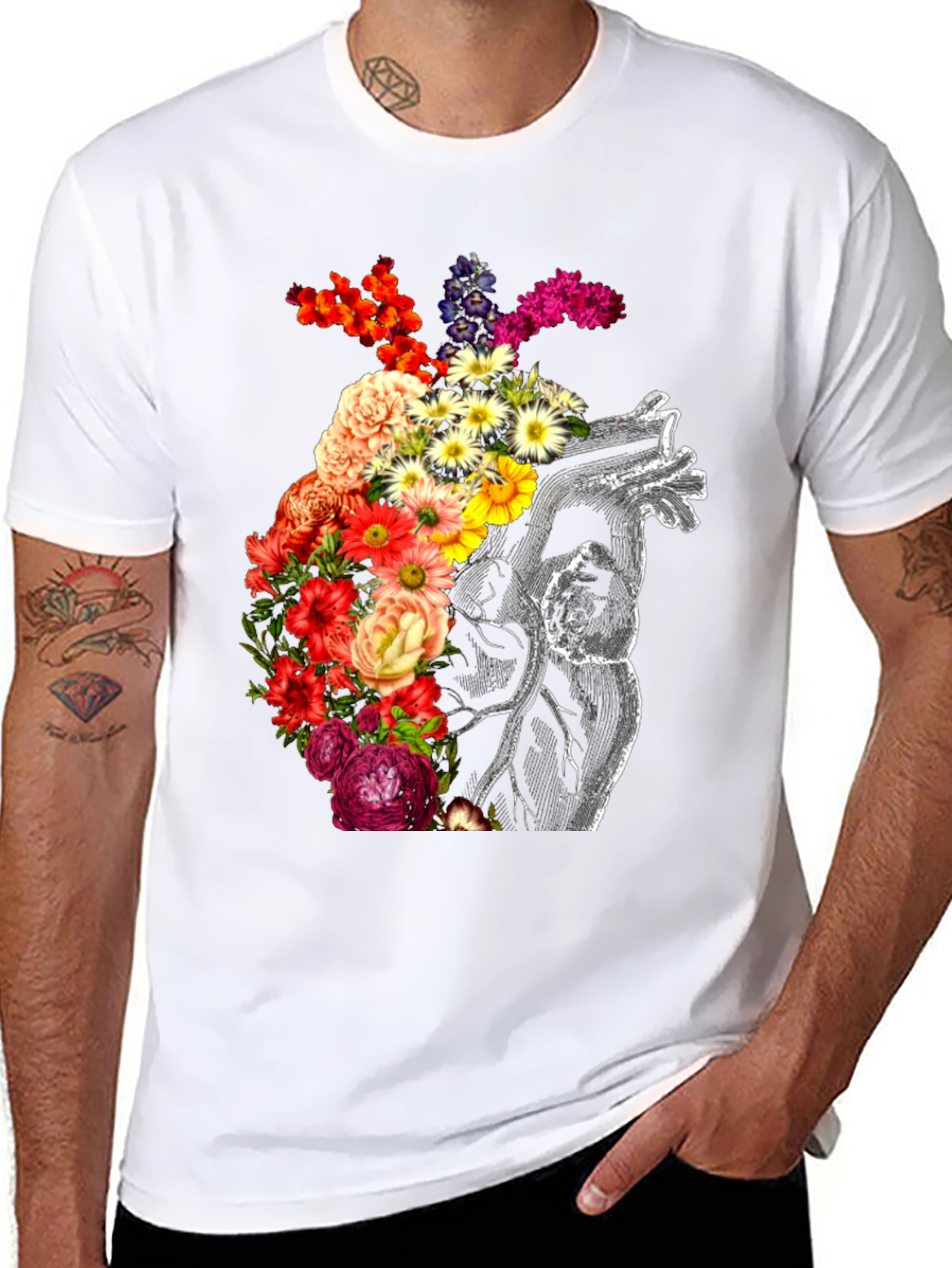 Floral Heart Graphic Tee - Anatomical Love