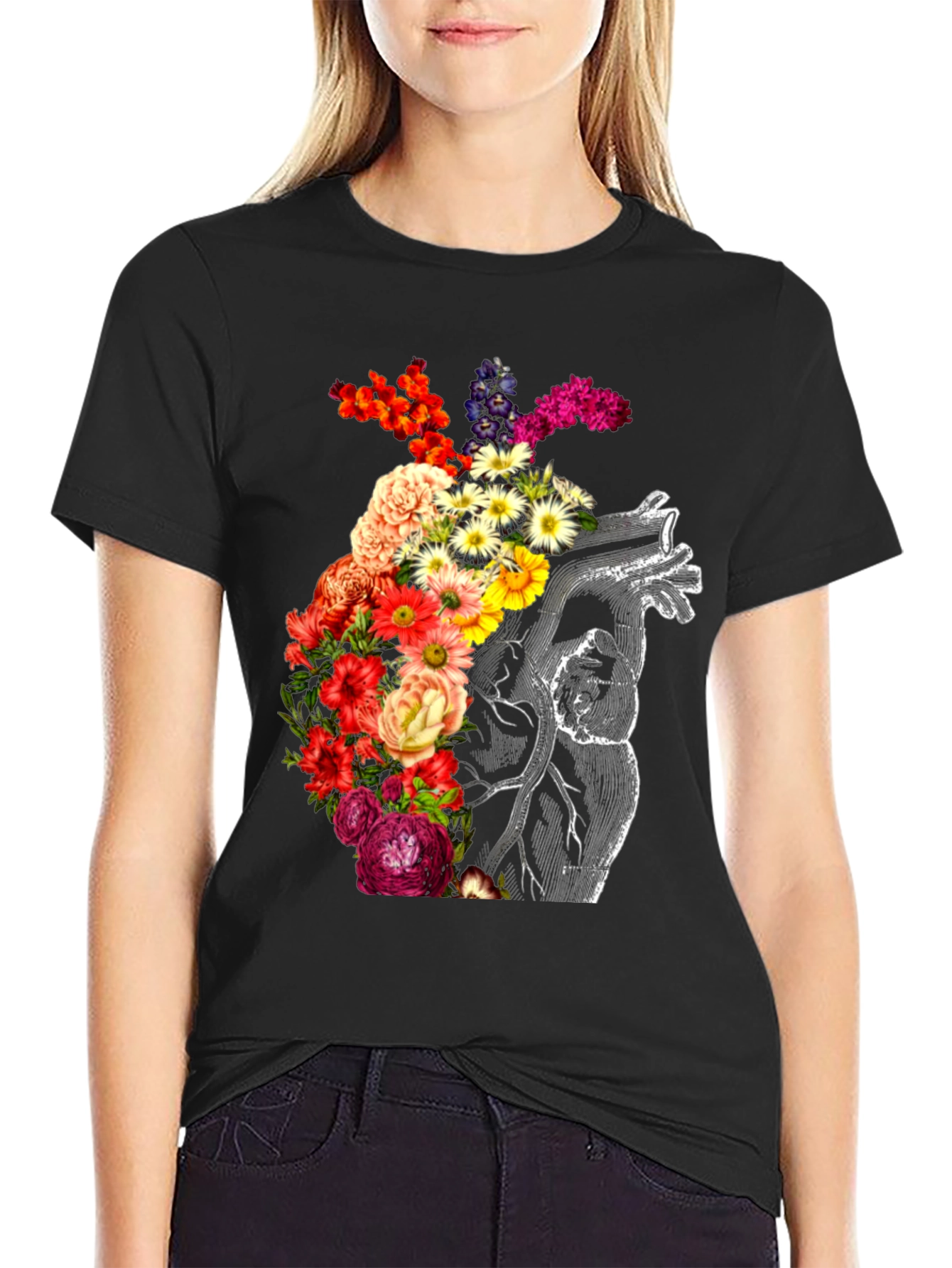 Floral Heart Graphic Tee - Anatomical Love
