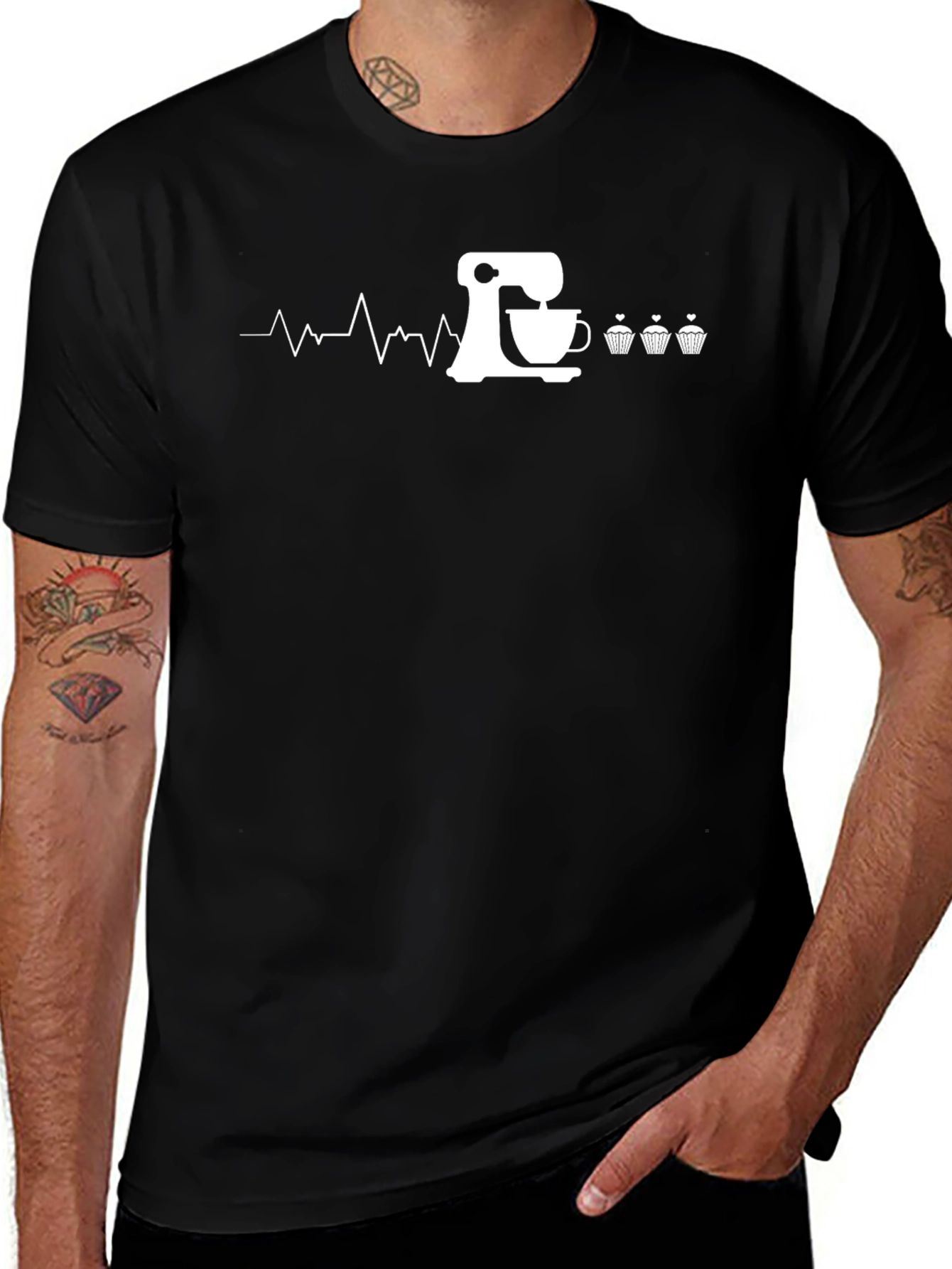 Bakers Heartbeat T-Shirt - Mixing & Cupcakes