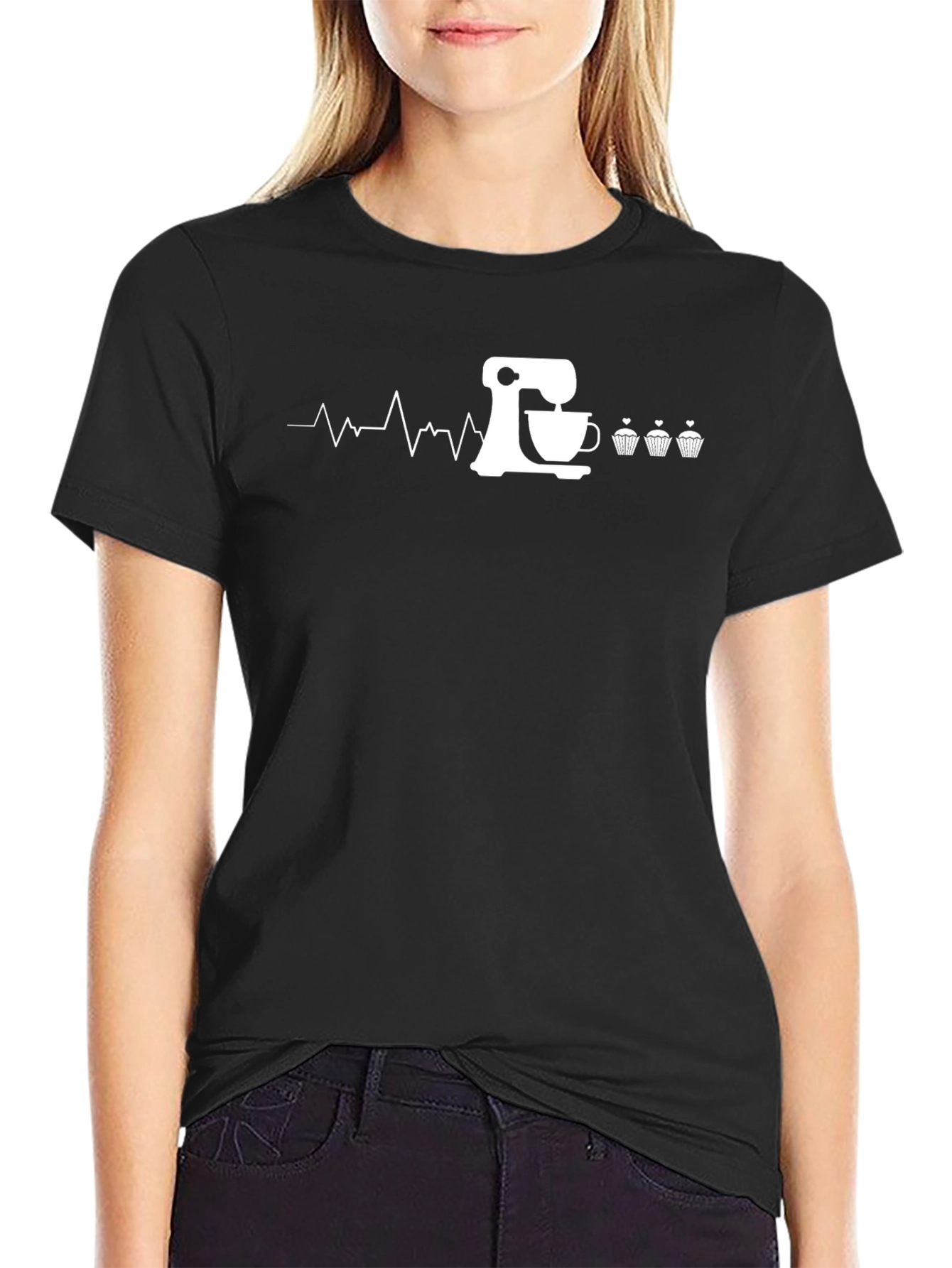 Bakers Heartbeat T-Shirt - Mixing & Cupcakes