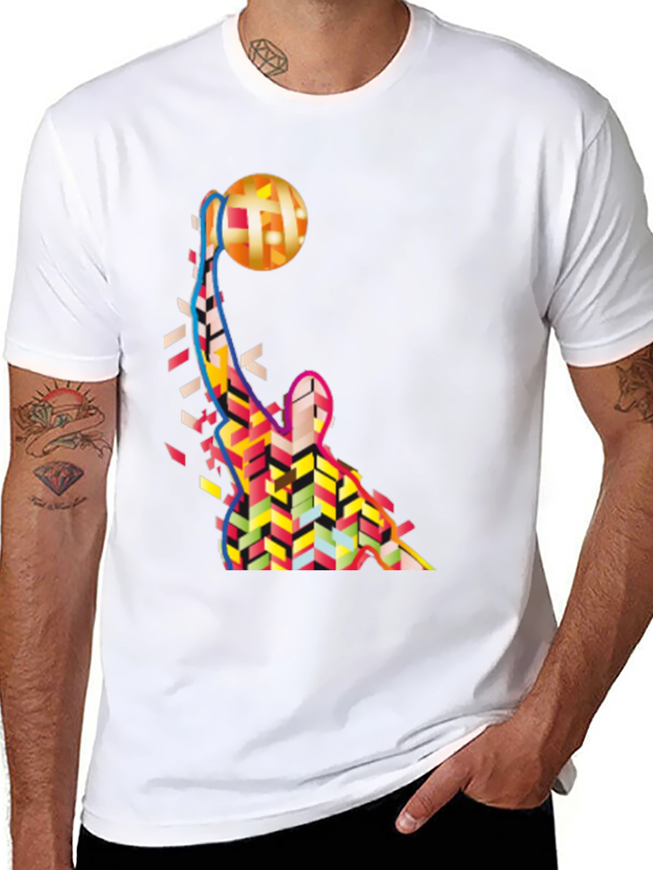 Abstract Basketball Graphic Tee - Trendy Sportswear