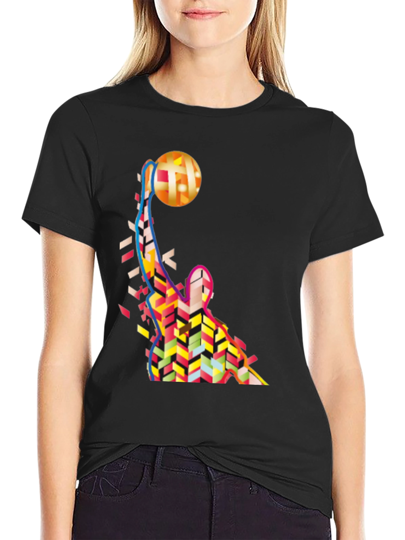Abstract Basketball Graphic Tee - Trendy Sportswear