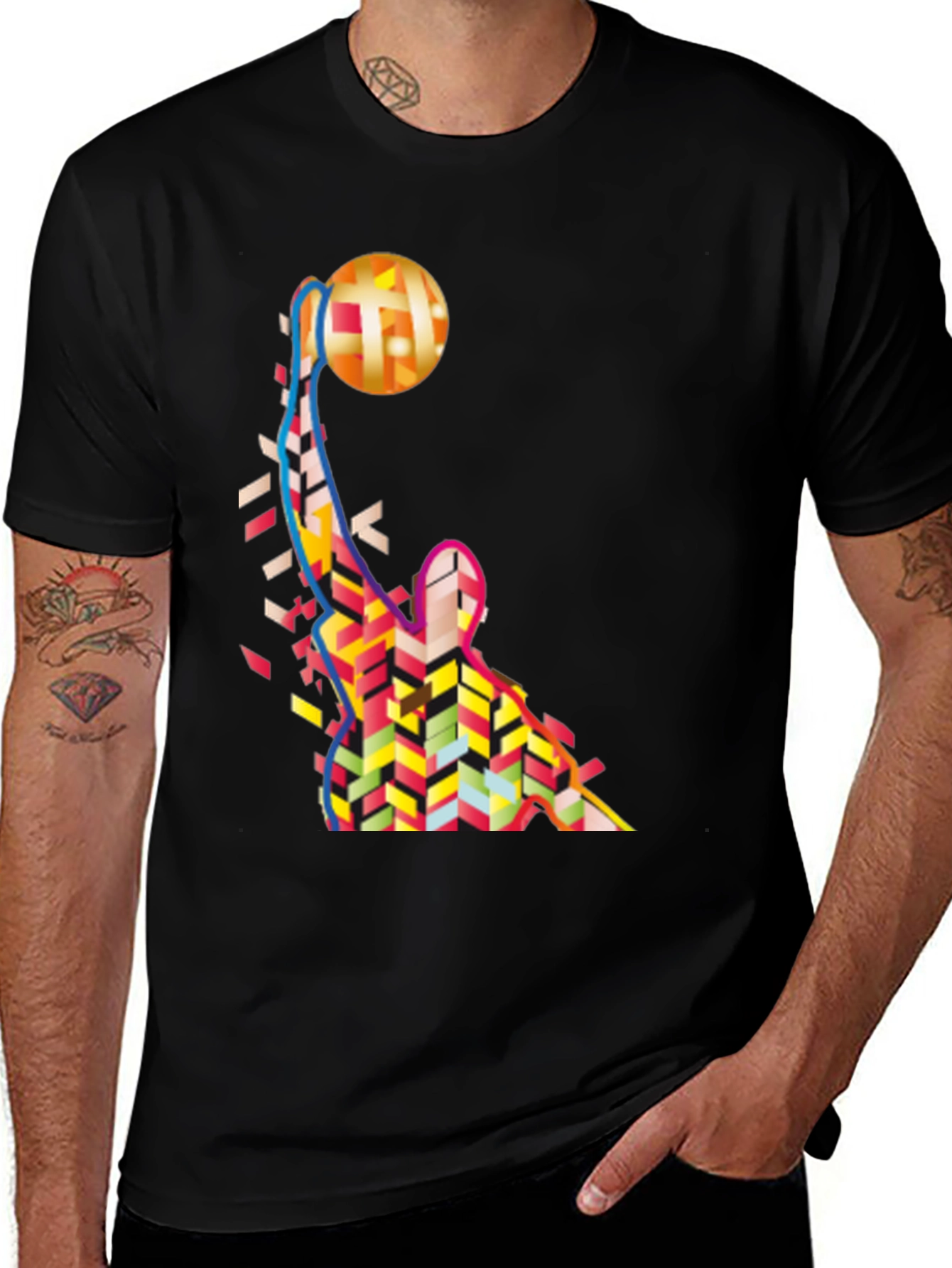 Abstract Basketball Graphic Tee - Trendy Sportswear