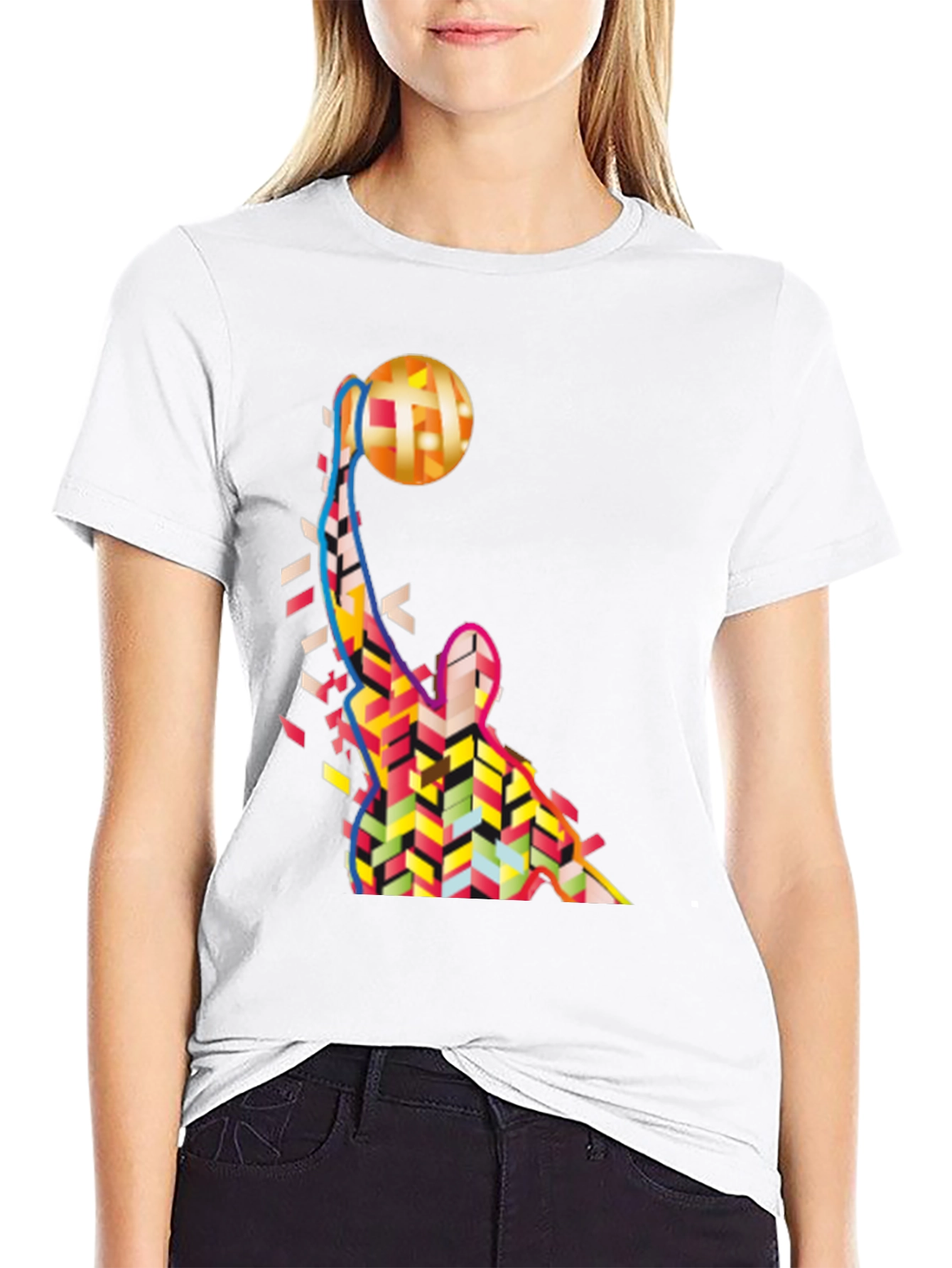 Abstract Basketball Graphic Tee - Trendy Sportswear