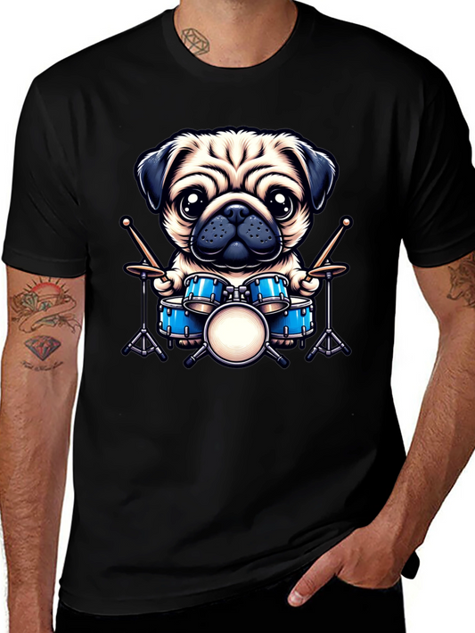 Pug Drummer Graphic Tee