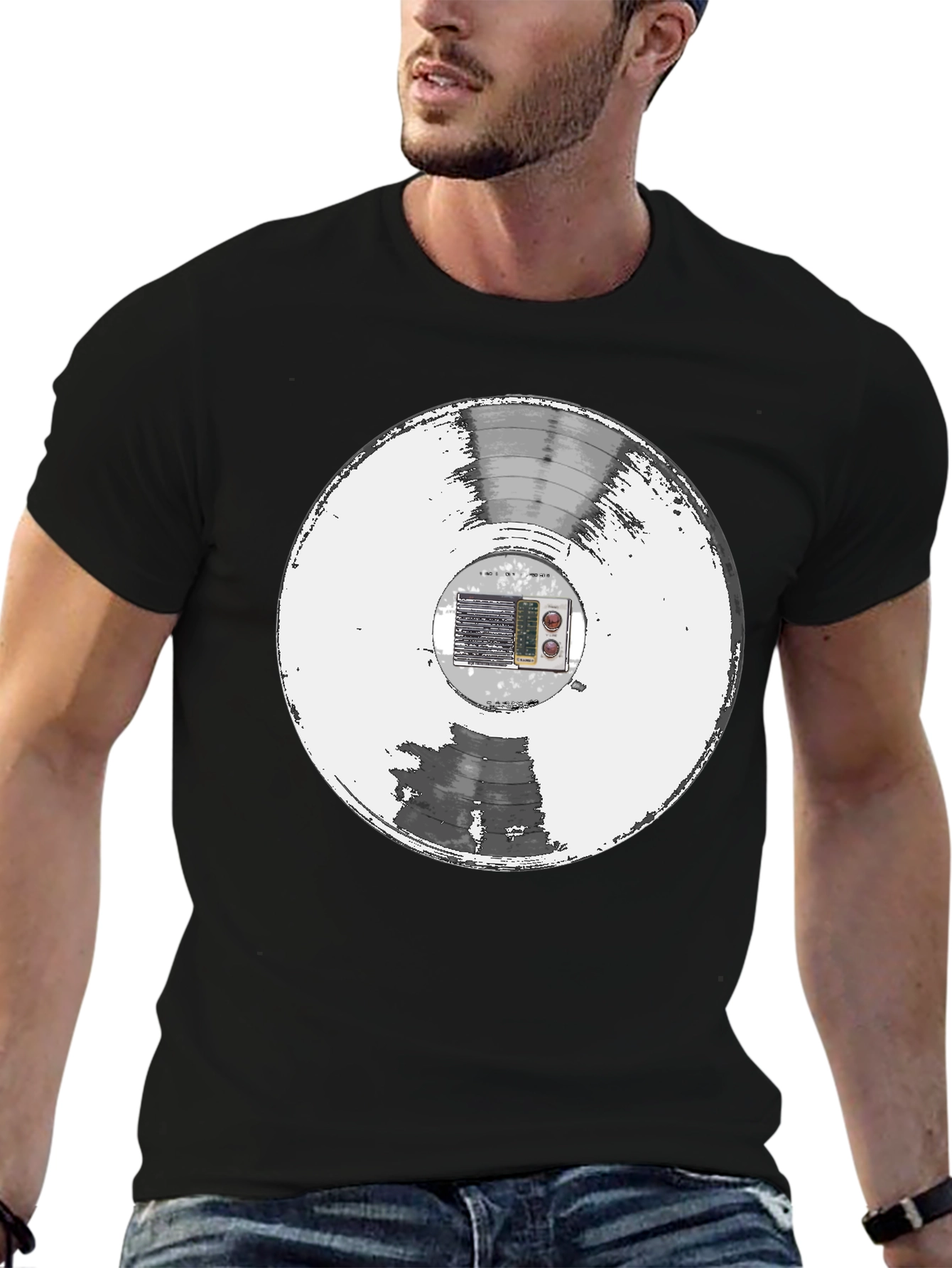 Retro Vinyl Record Black T-Shirt