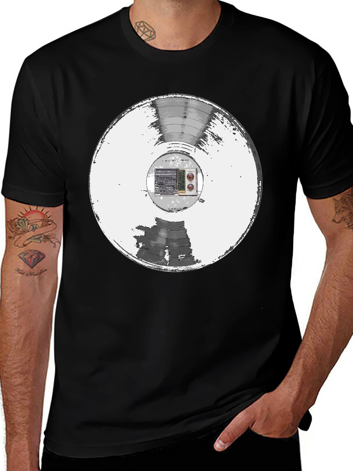 Retro Vinyl Record Black T-Shirt