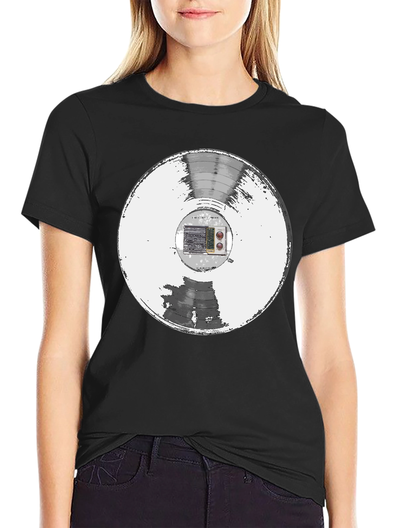 Retro Vinyl Record Black T-Shirt