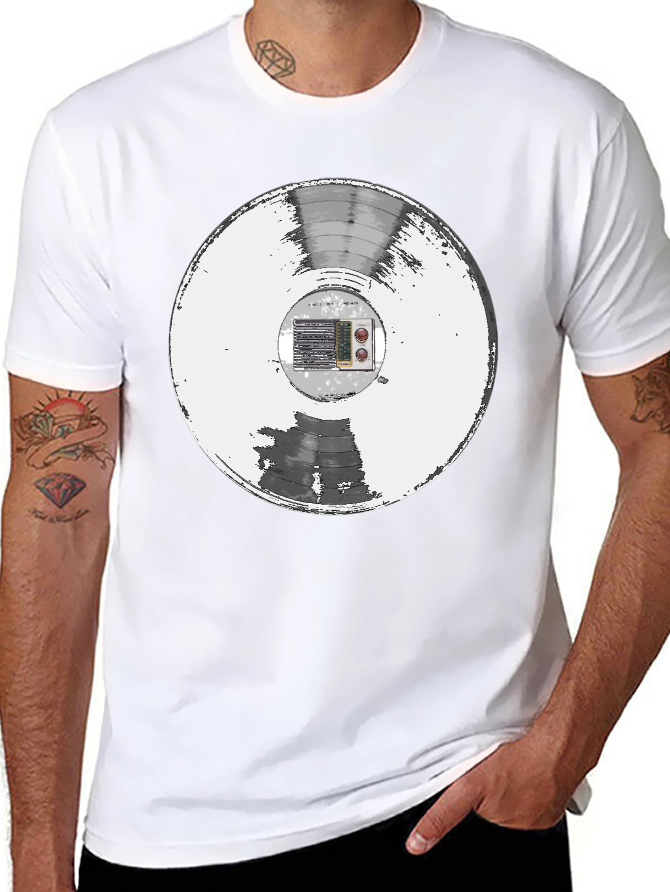 Retro Vinyl Record Black T-Shirt
