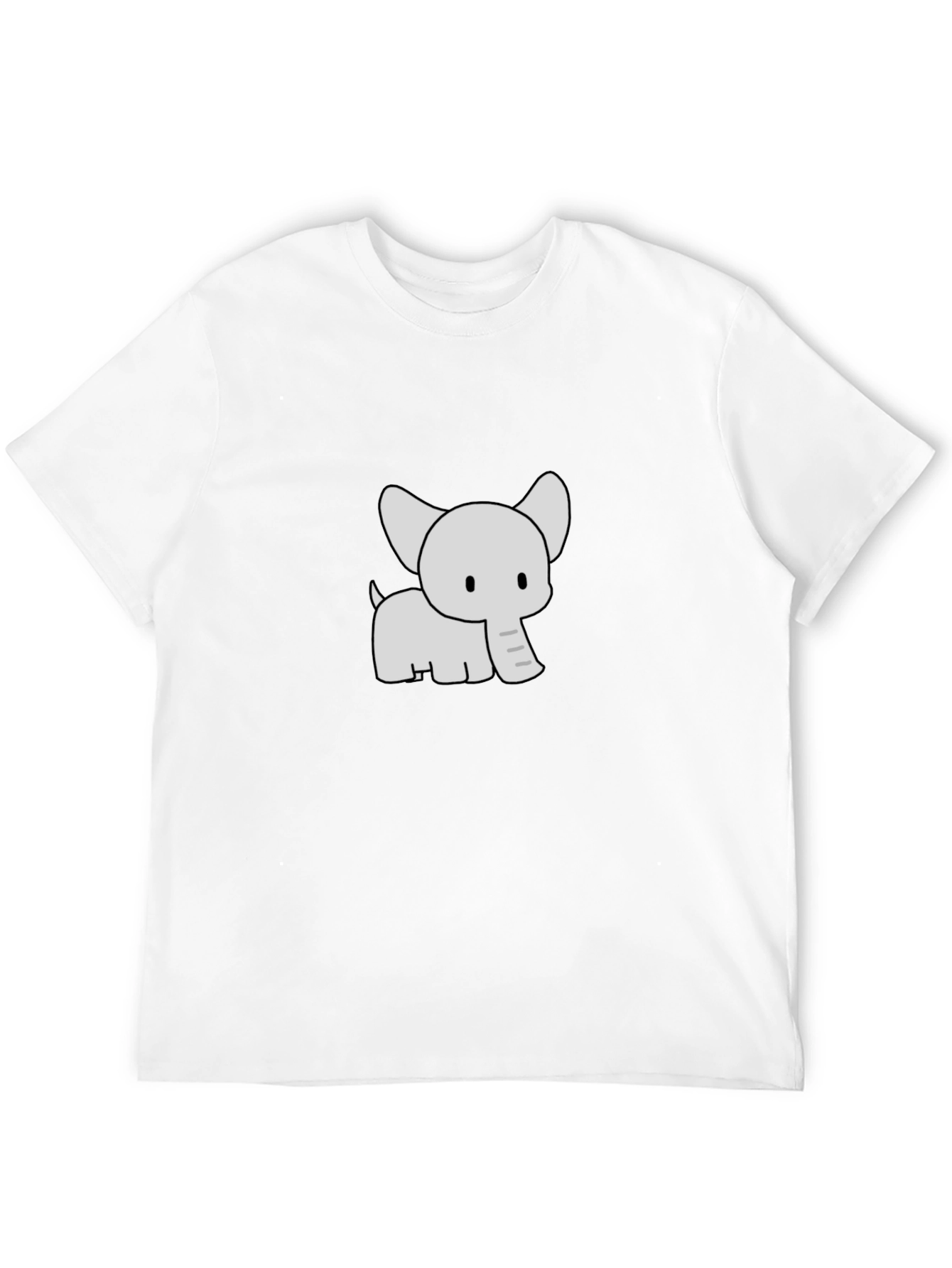 Cute Elephant Graphic Print Black T-Shirt