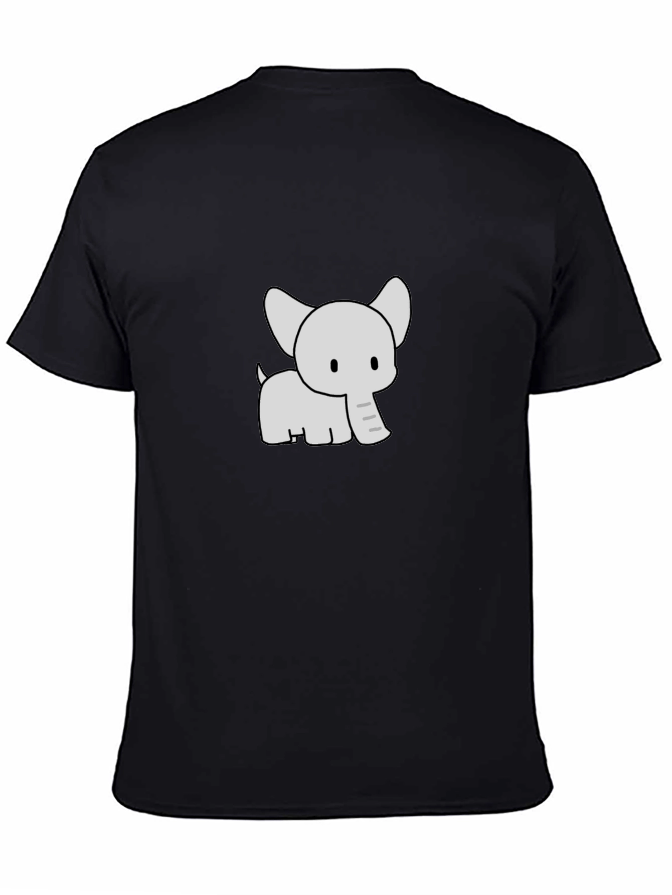 Cute Elephant Graphic Print Black T-Shirt