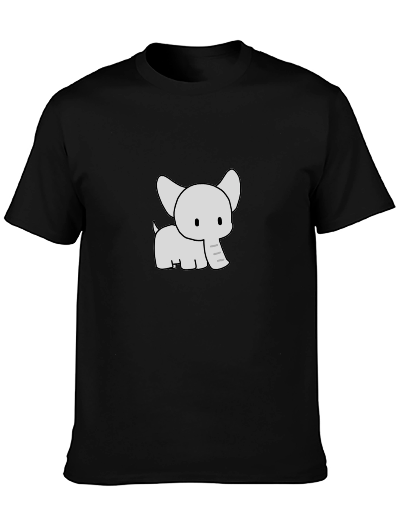 Cute Elephant Graphic Print Black T-Shirt