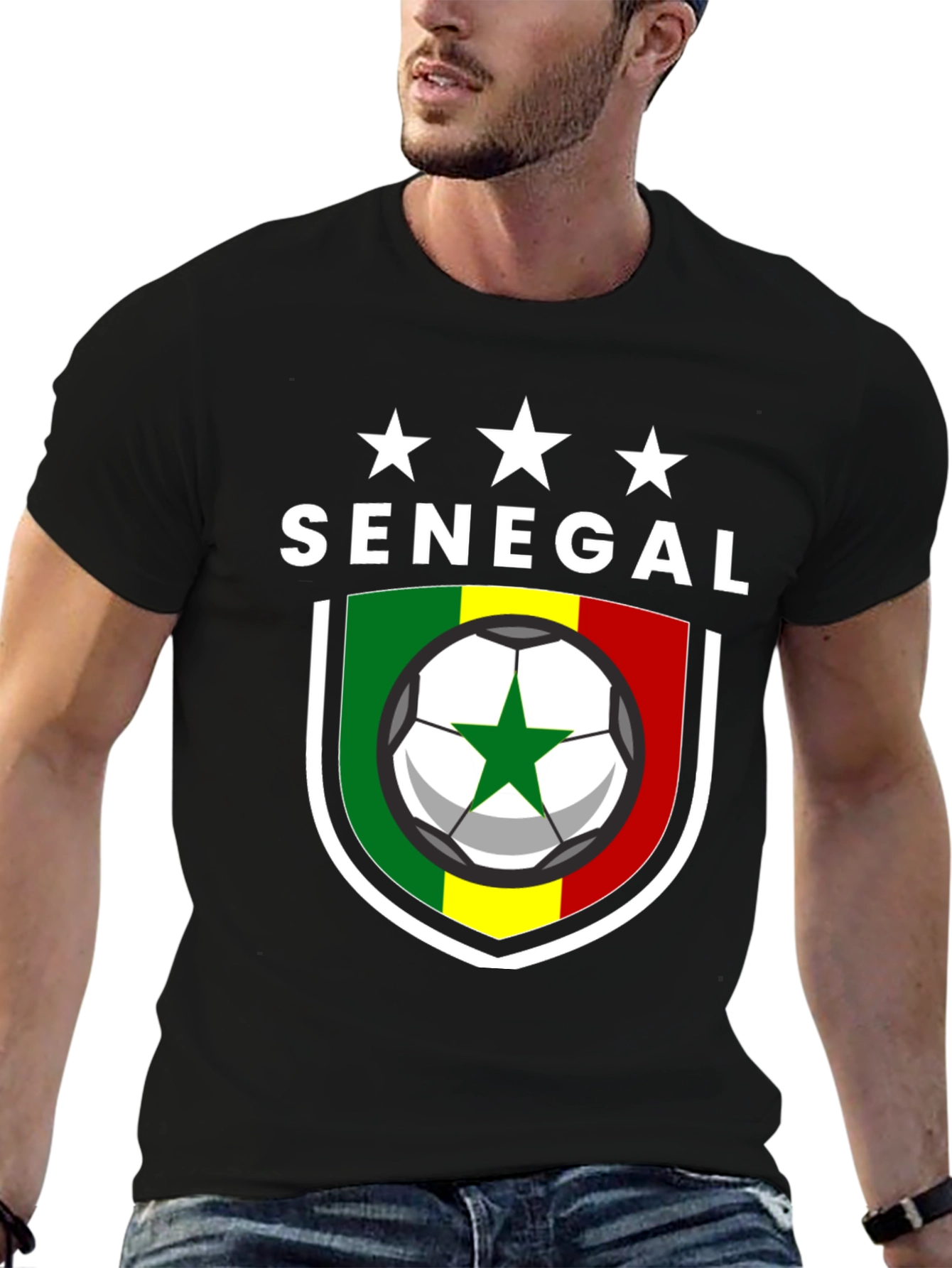 Senegal Soccer T-Shirt - Black African Football Pride Tee