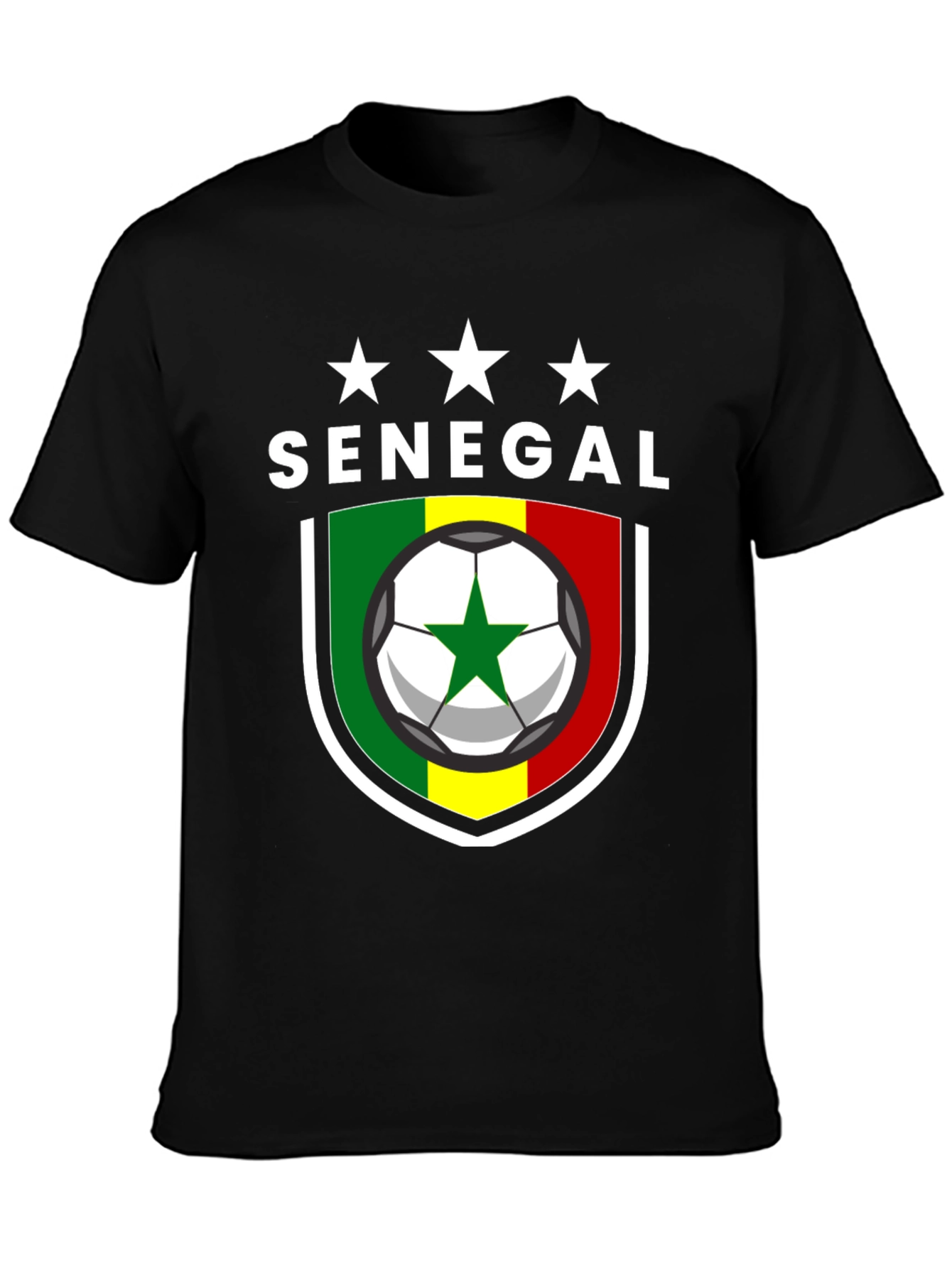 Senegal Soccer T-Shirt - Black African Football Pride Tee
