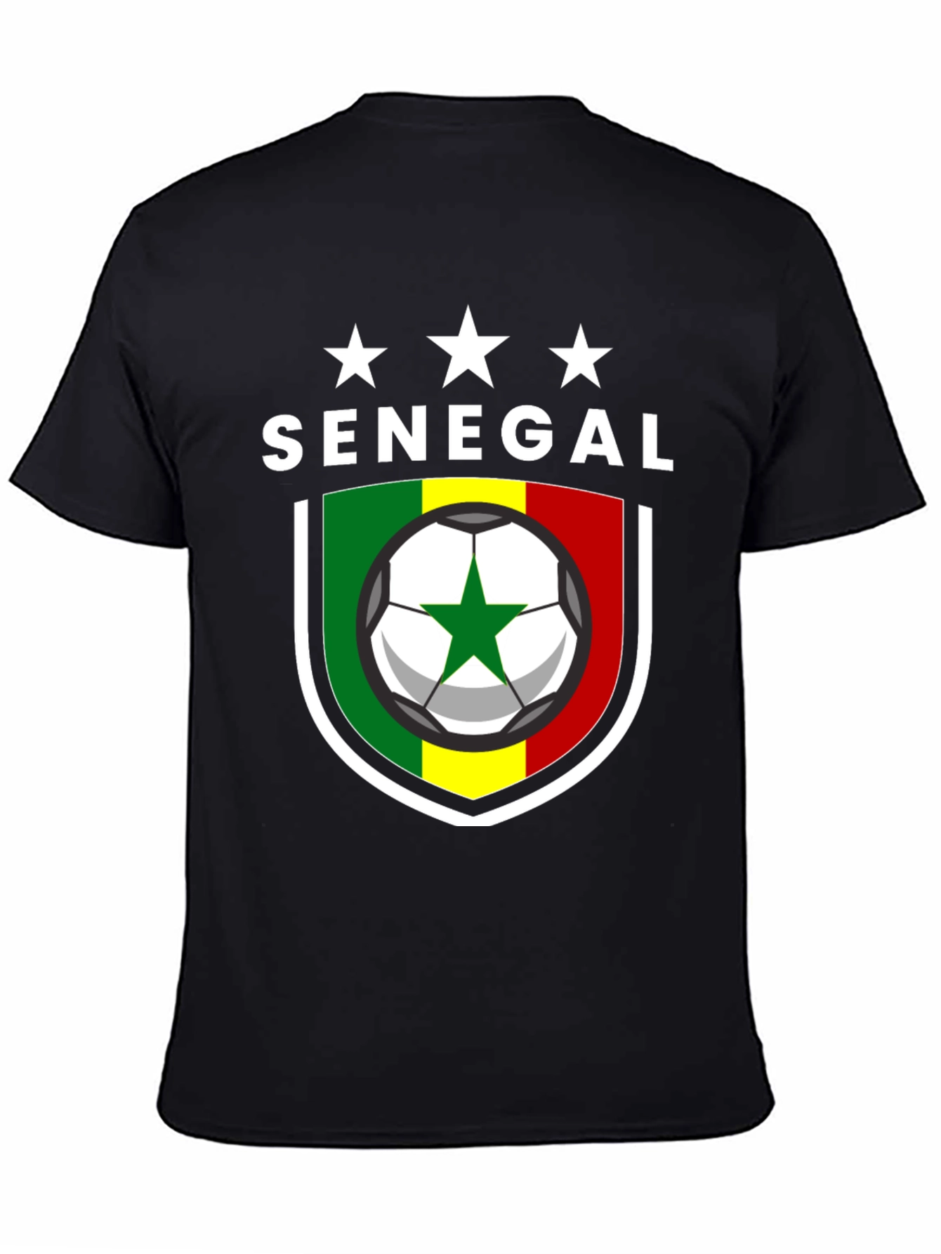 Senegal Soccer T-Shirt - Black African Football Pride Tee