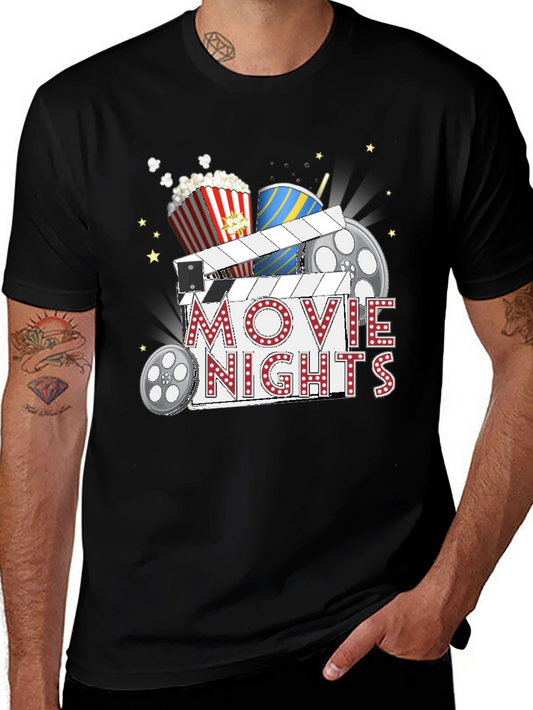 Movie Nights Graphic T-Shirt - Black Cotton Tee