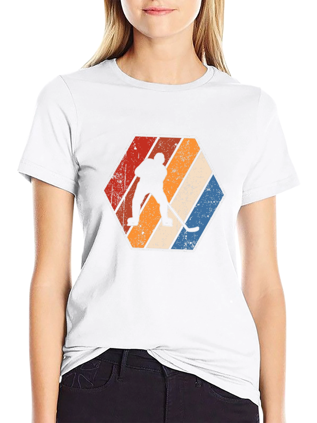 Retro Hockey Player Graphic T-Shirt