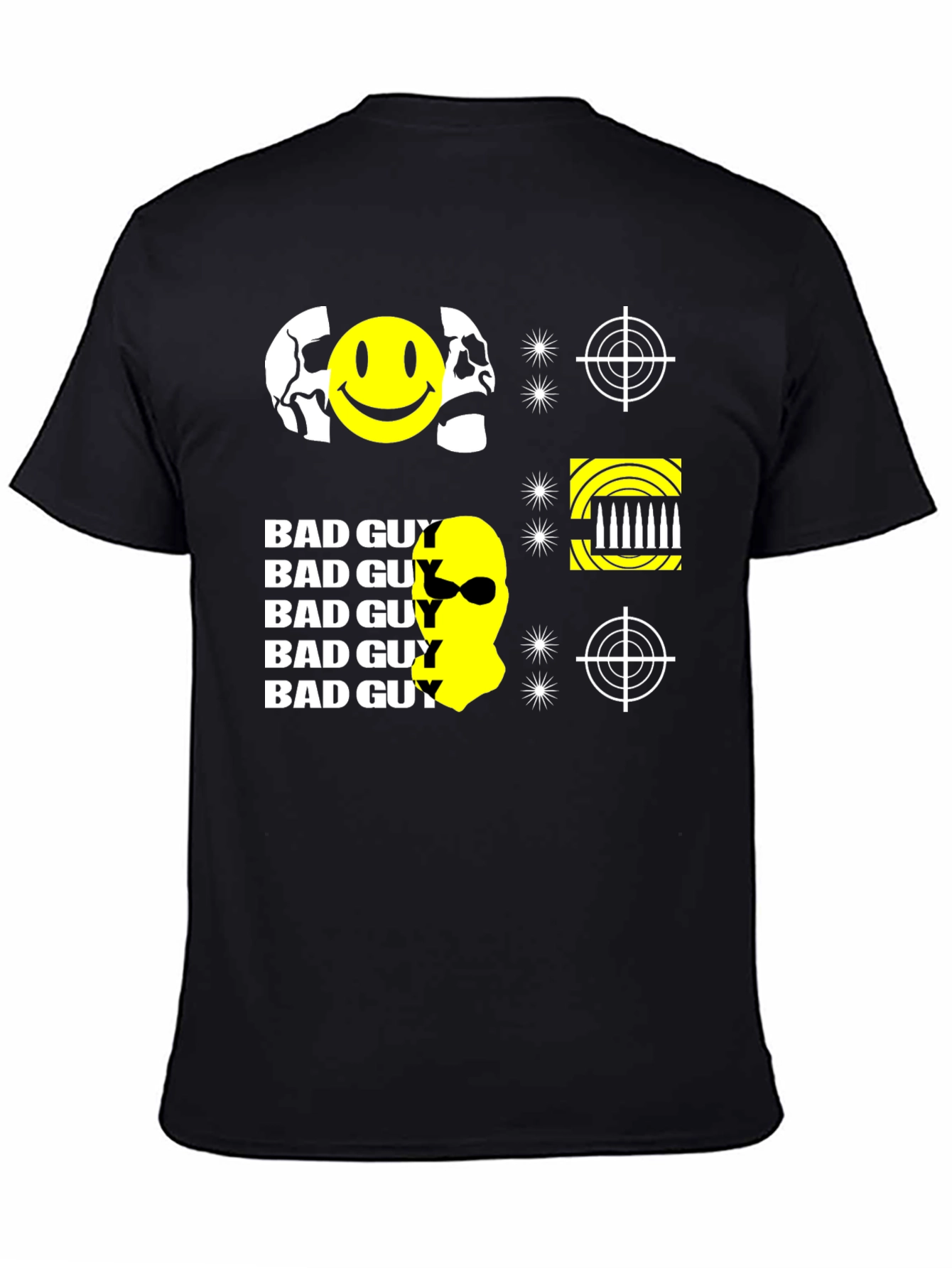 Edgy Bad Guy Graphic Print Black T-Shirt