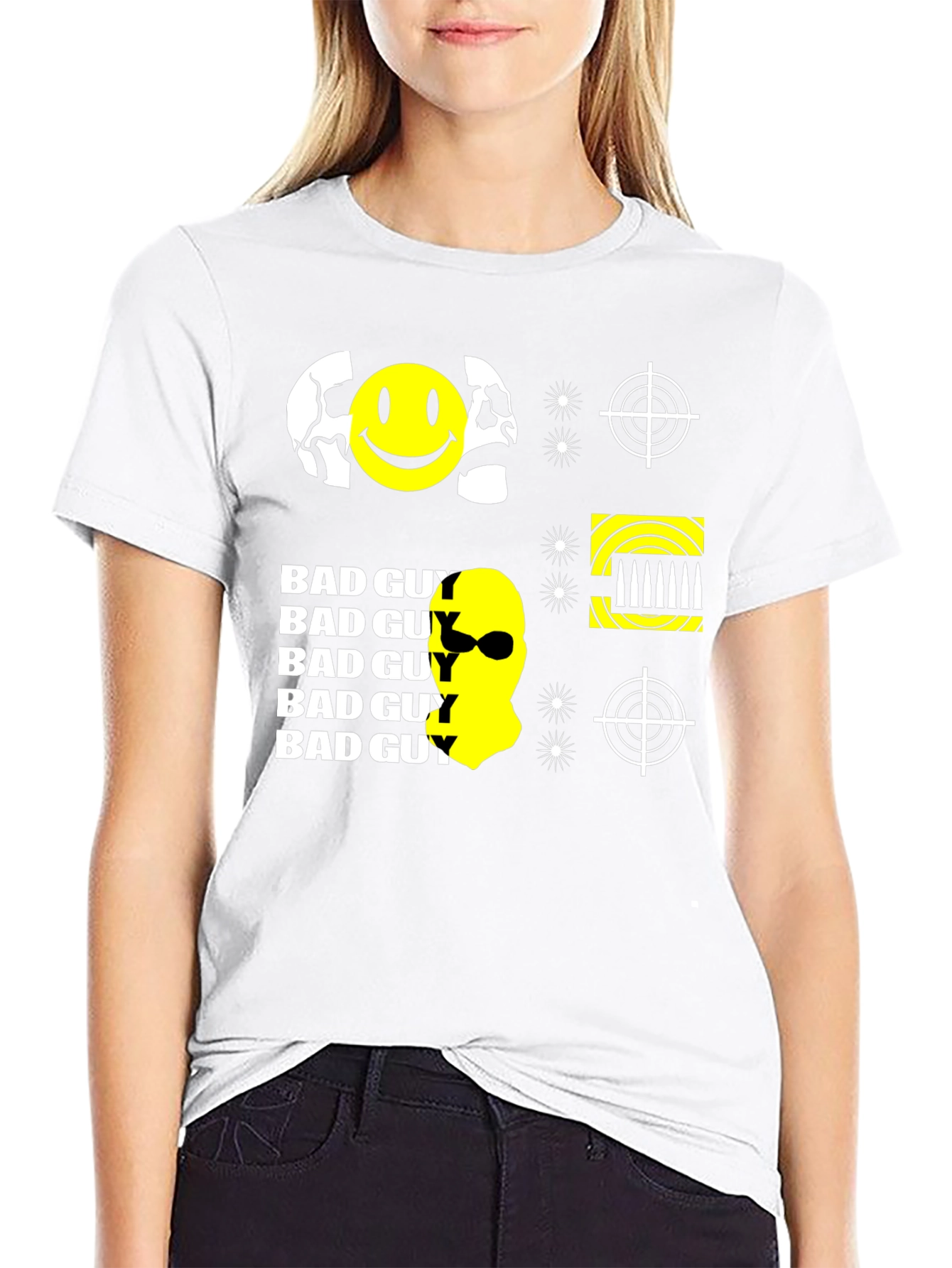 Edgy Bad Guy Graphic Print Black T-Shirt